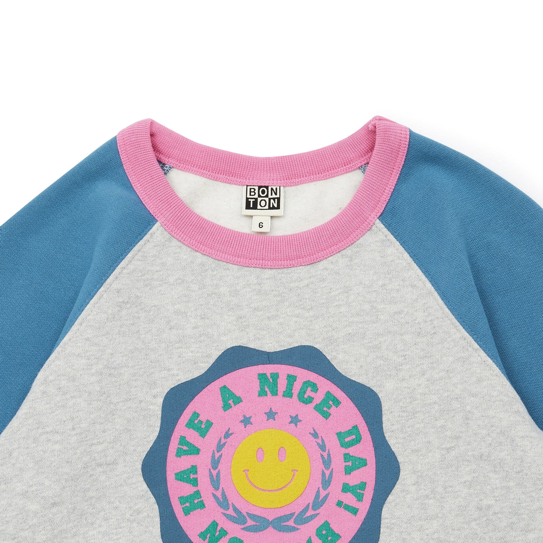 Girls Blue Printed Cotton Sweatshirt