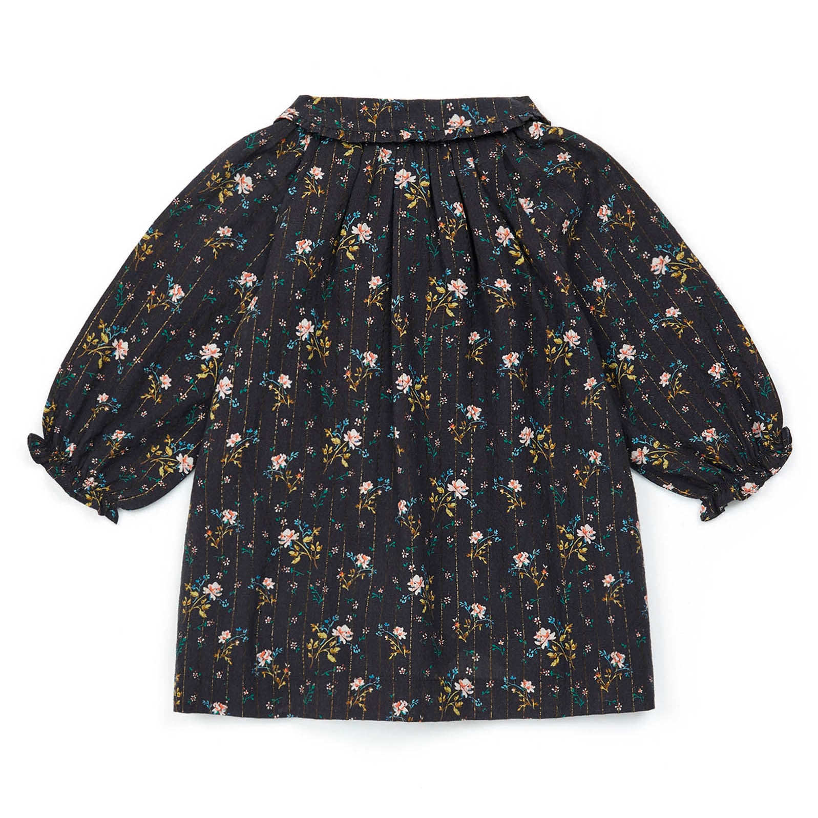 Baby Girls Dark Grey Floral Cotton Dress