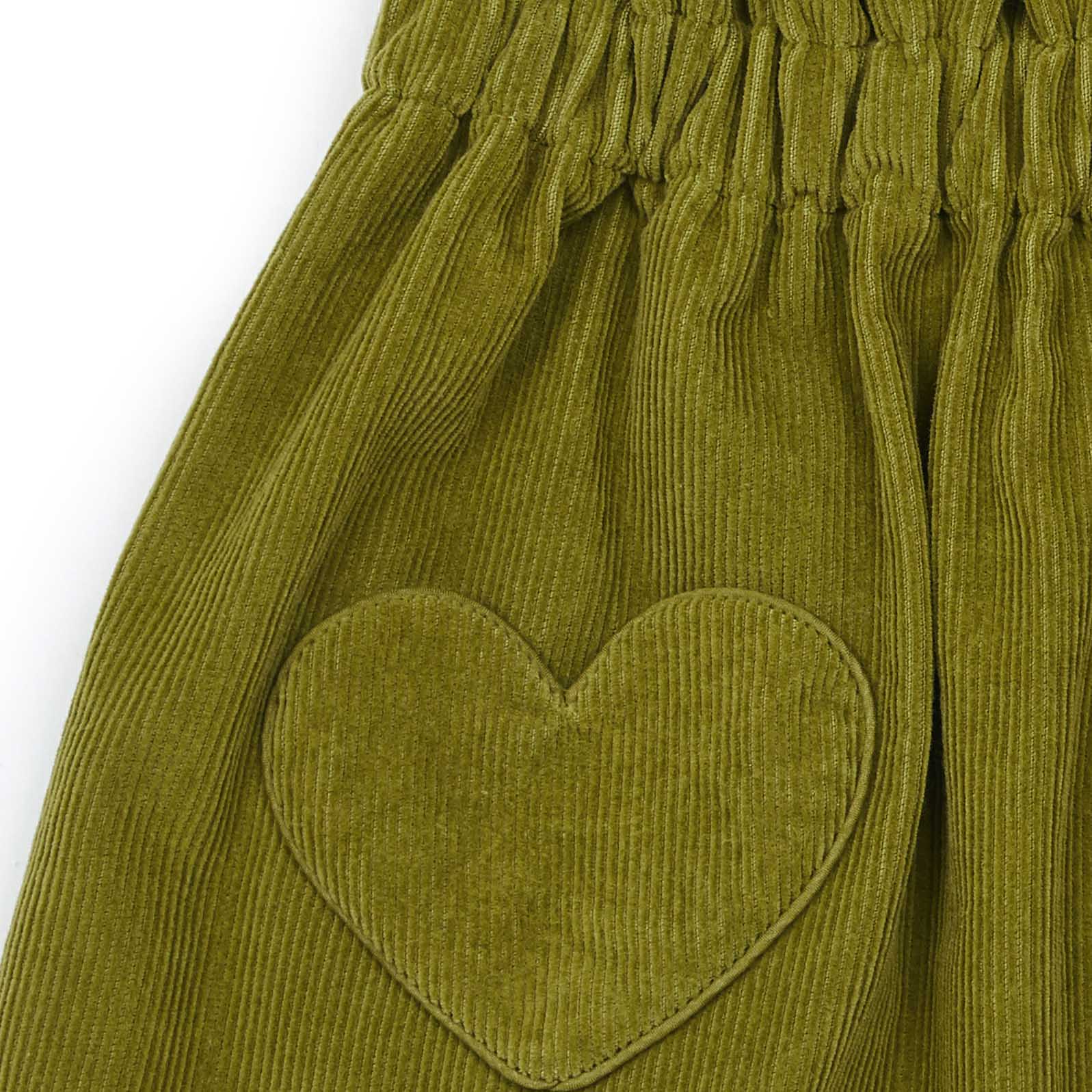 Girls Green Corduroy Skirt