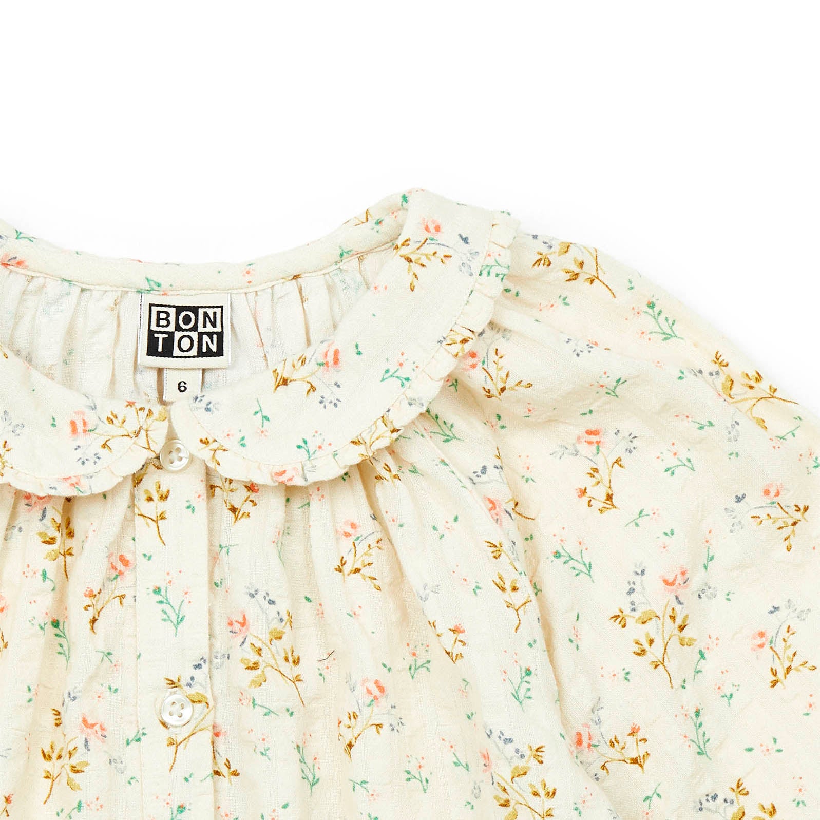 Girls White Floral Cotton Shirt