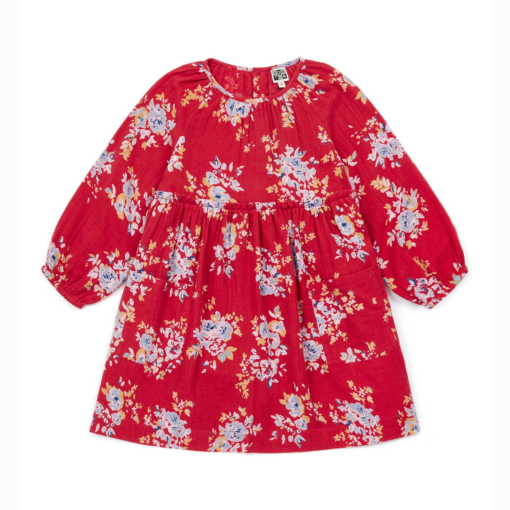 Girls Red Flower Cotton Dress