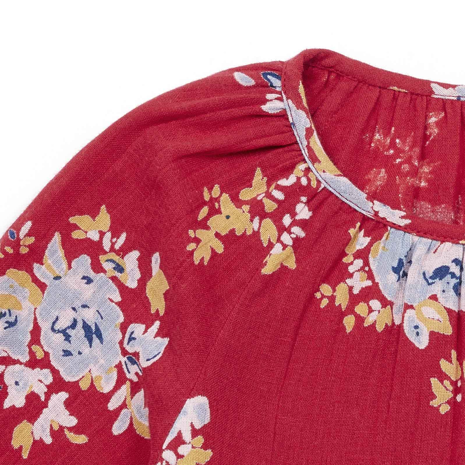 Girls Red Flower Cotton Dress