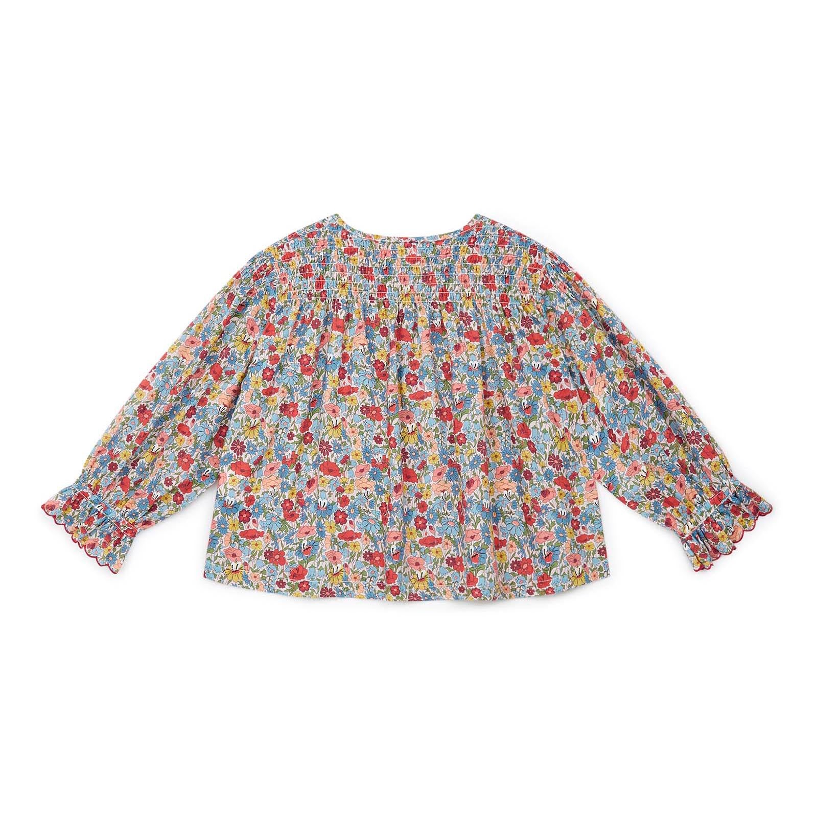 Girls Blue Floral Cotton Shirt