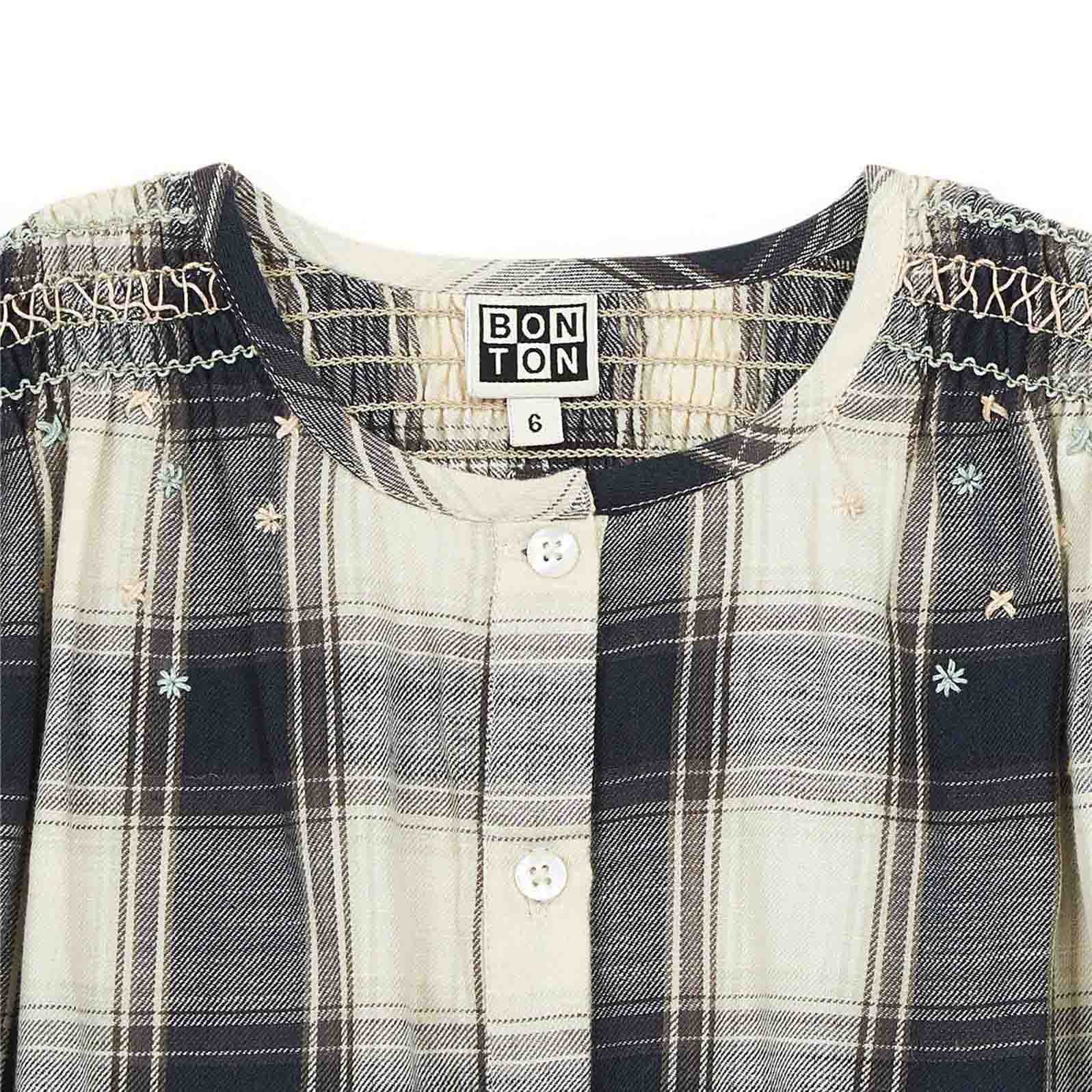 Girls Grey Check Cotton Shirt