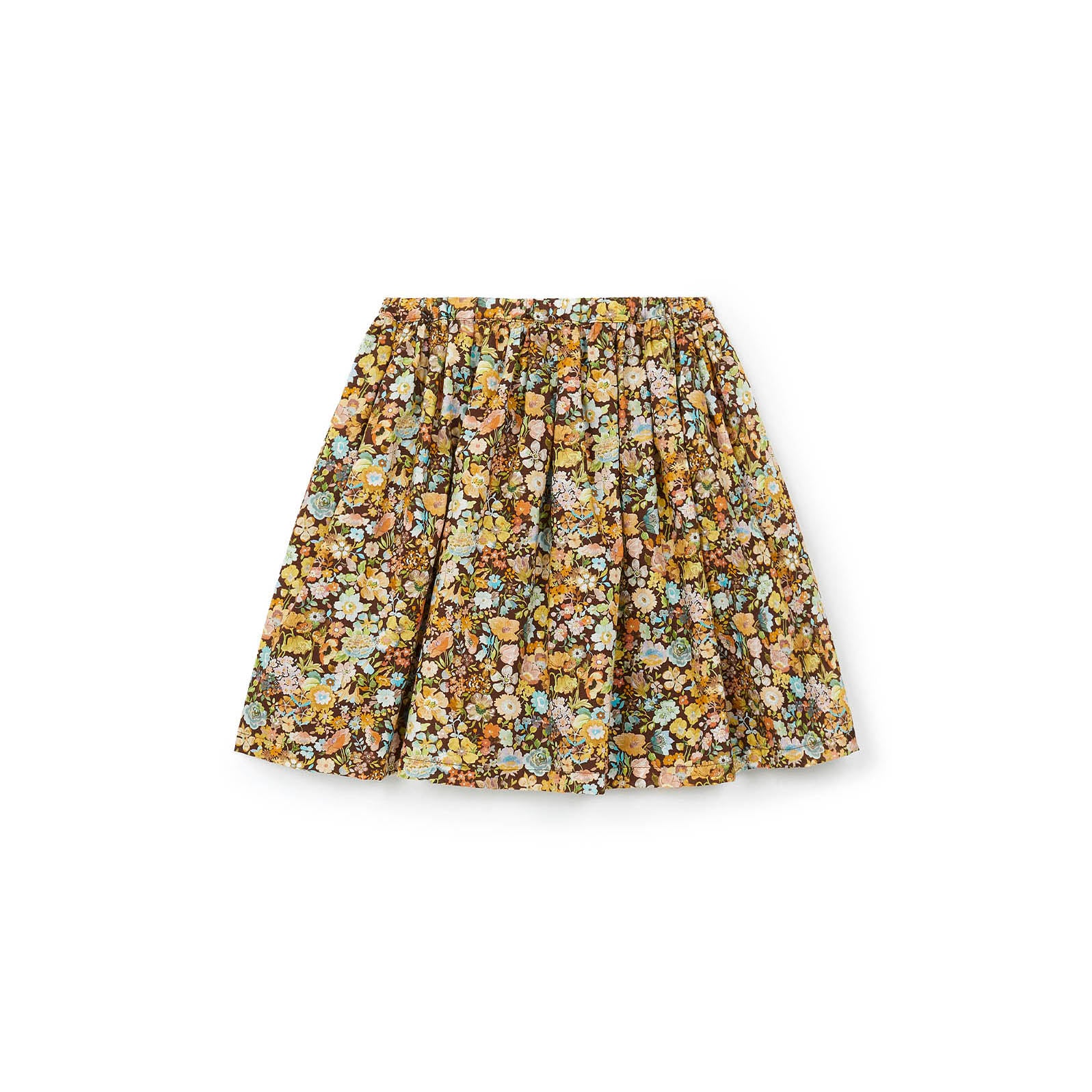 Girls Green Floral Cotton Skirt
