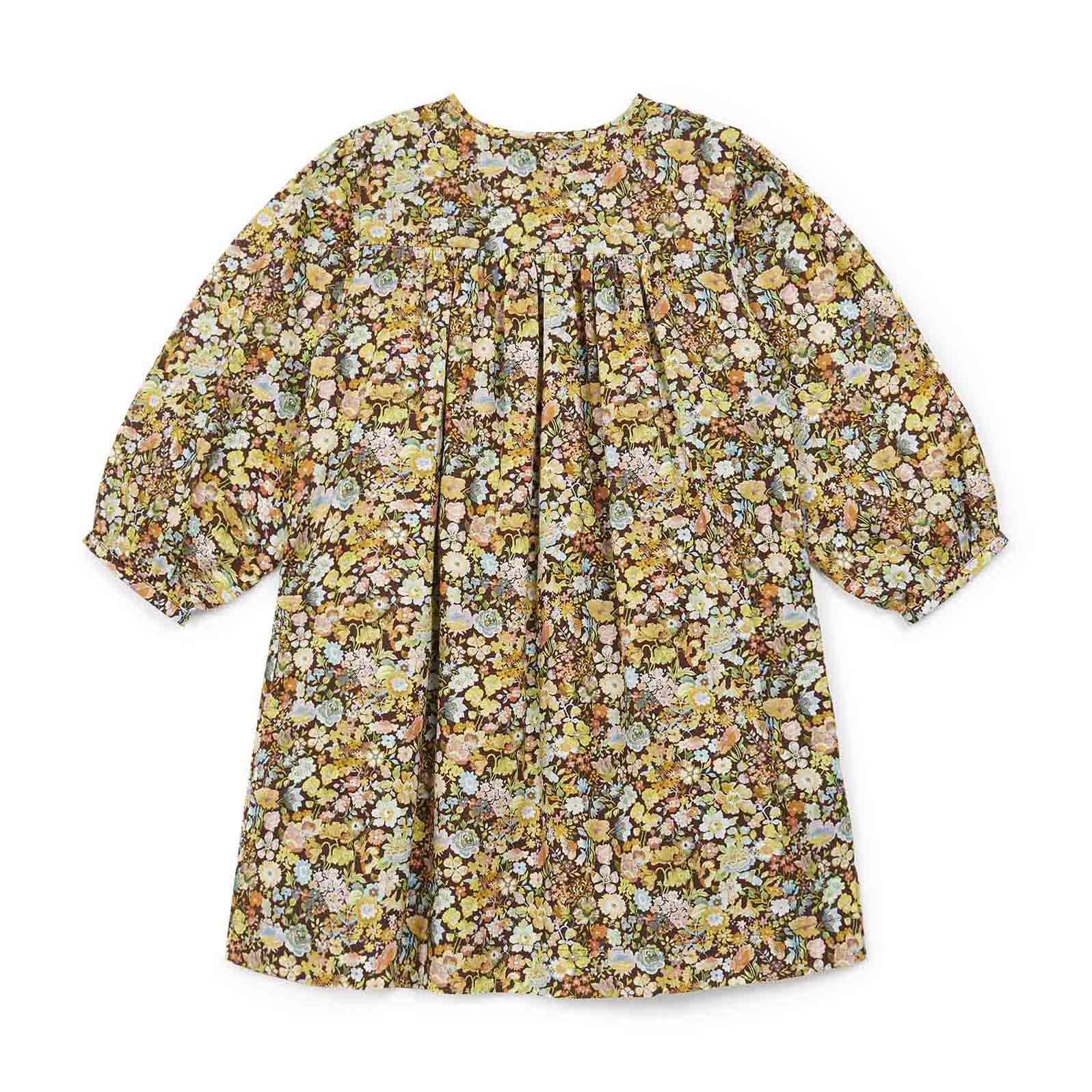 Girls Green Floral Cotton Dress