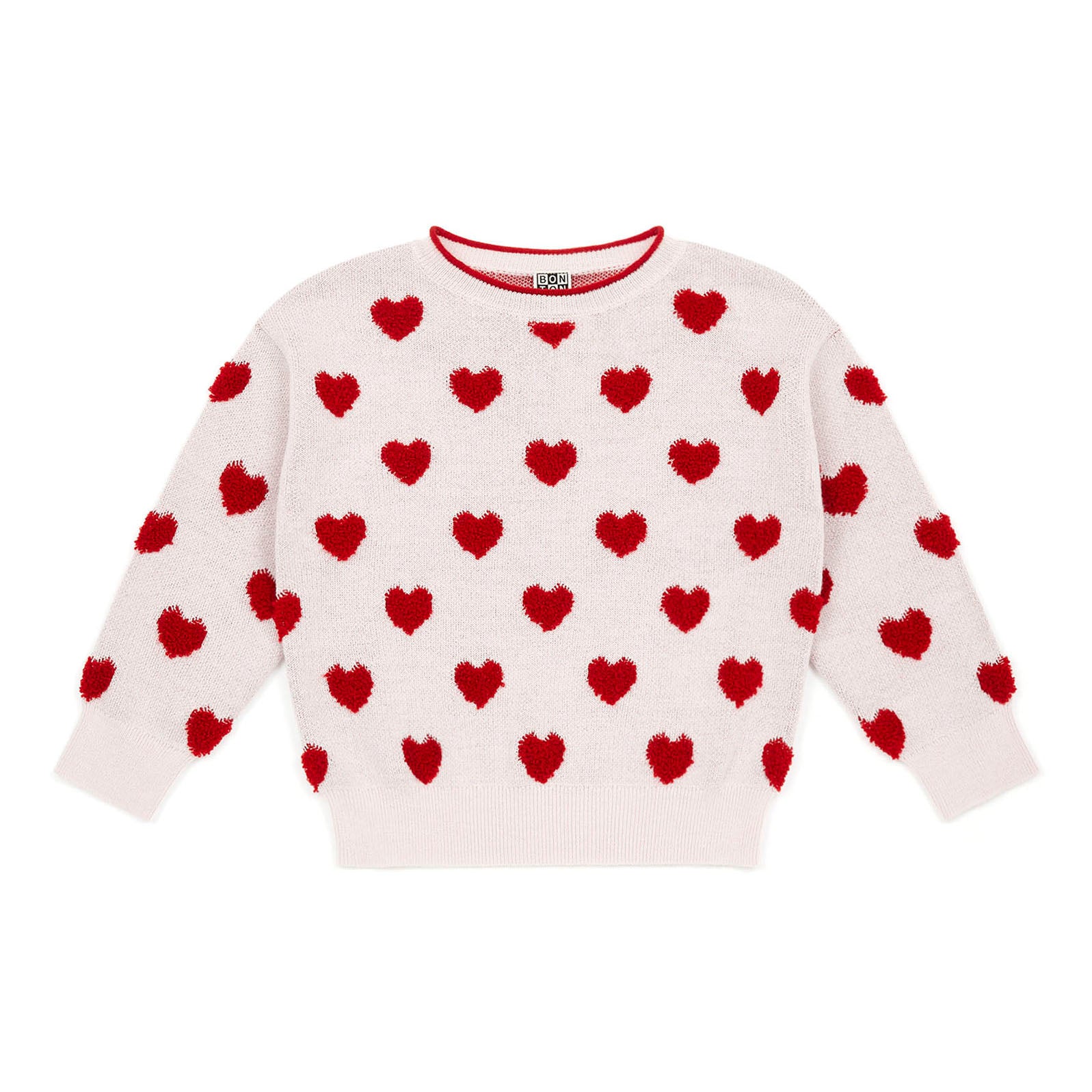 Girls Pink Heart Wool Sweater