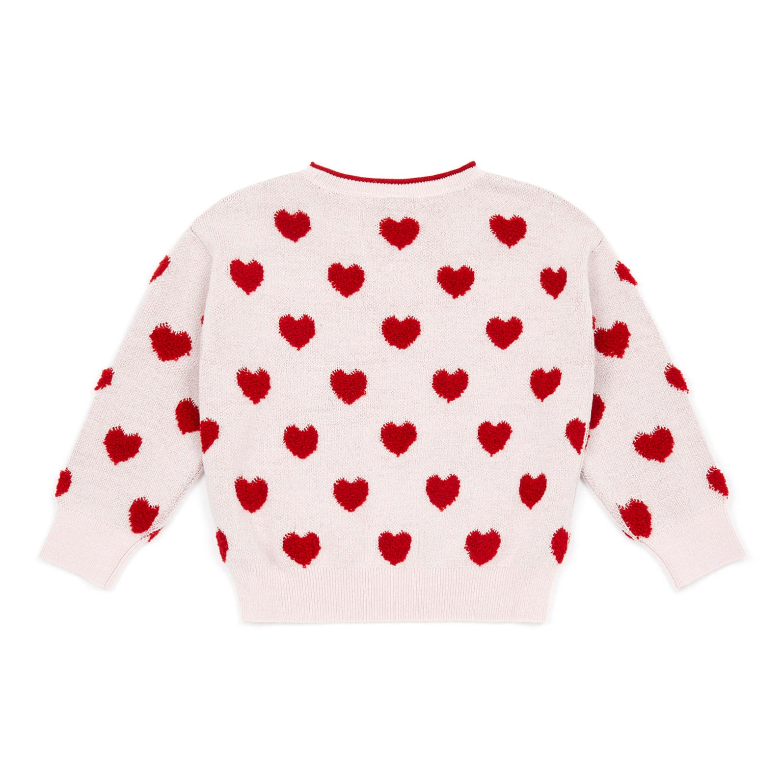 Girls Pink Heart Wool Sweater