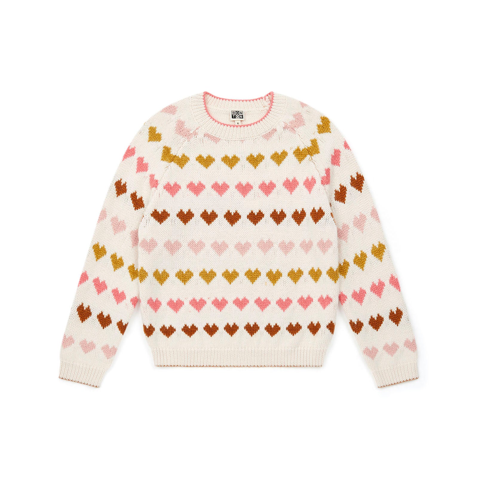 Girls White Heart Wool Sweater