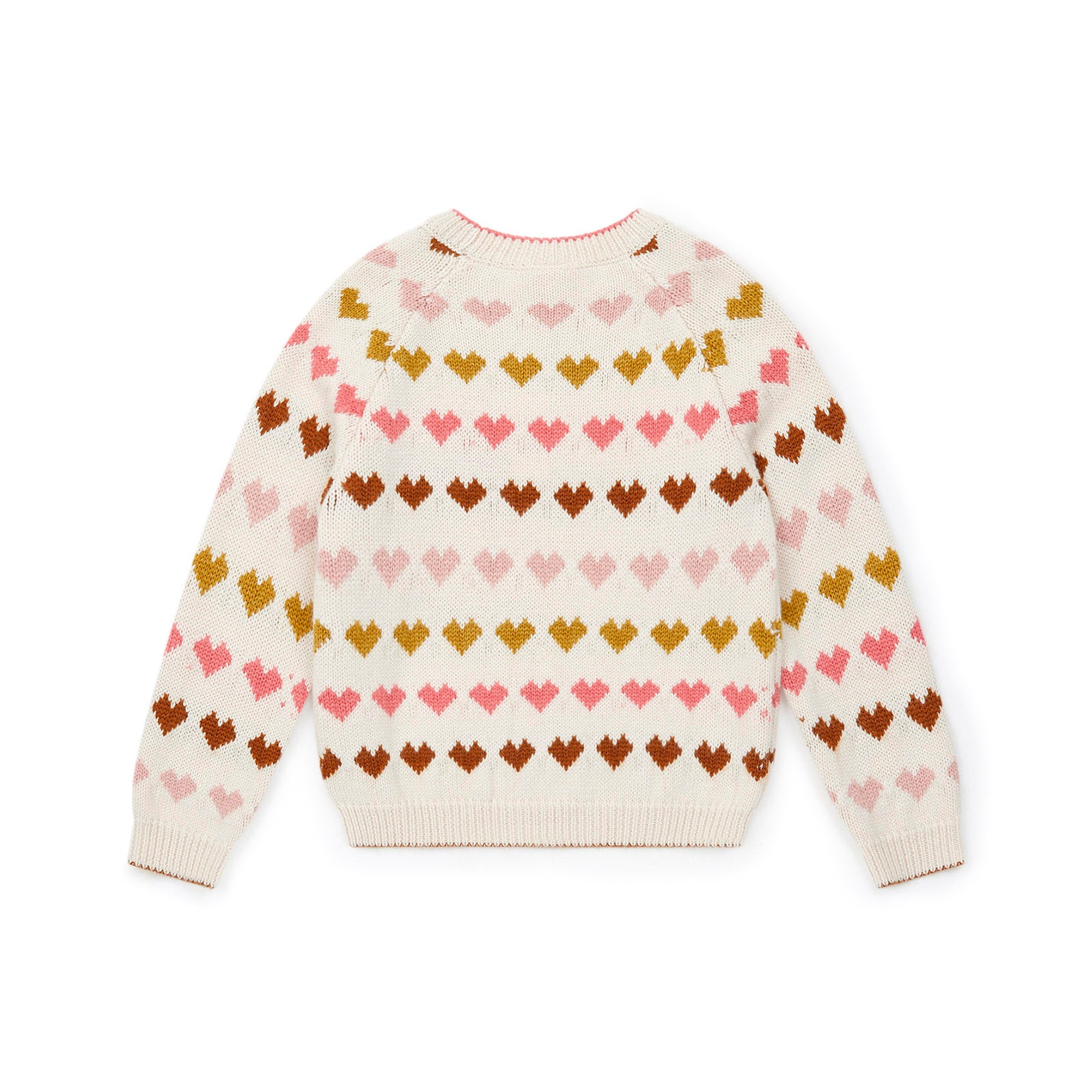Girls White Heart Wool Sweater