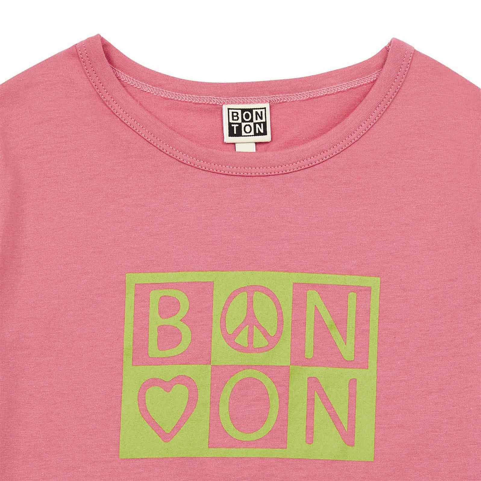 Girls Bright Pink Logo Cotton T-Shirt