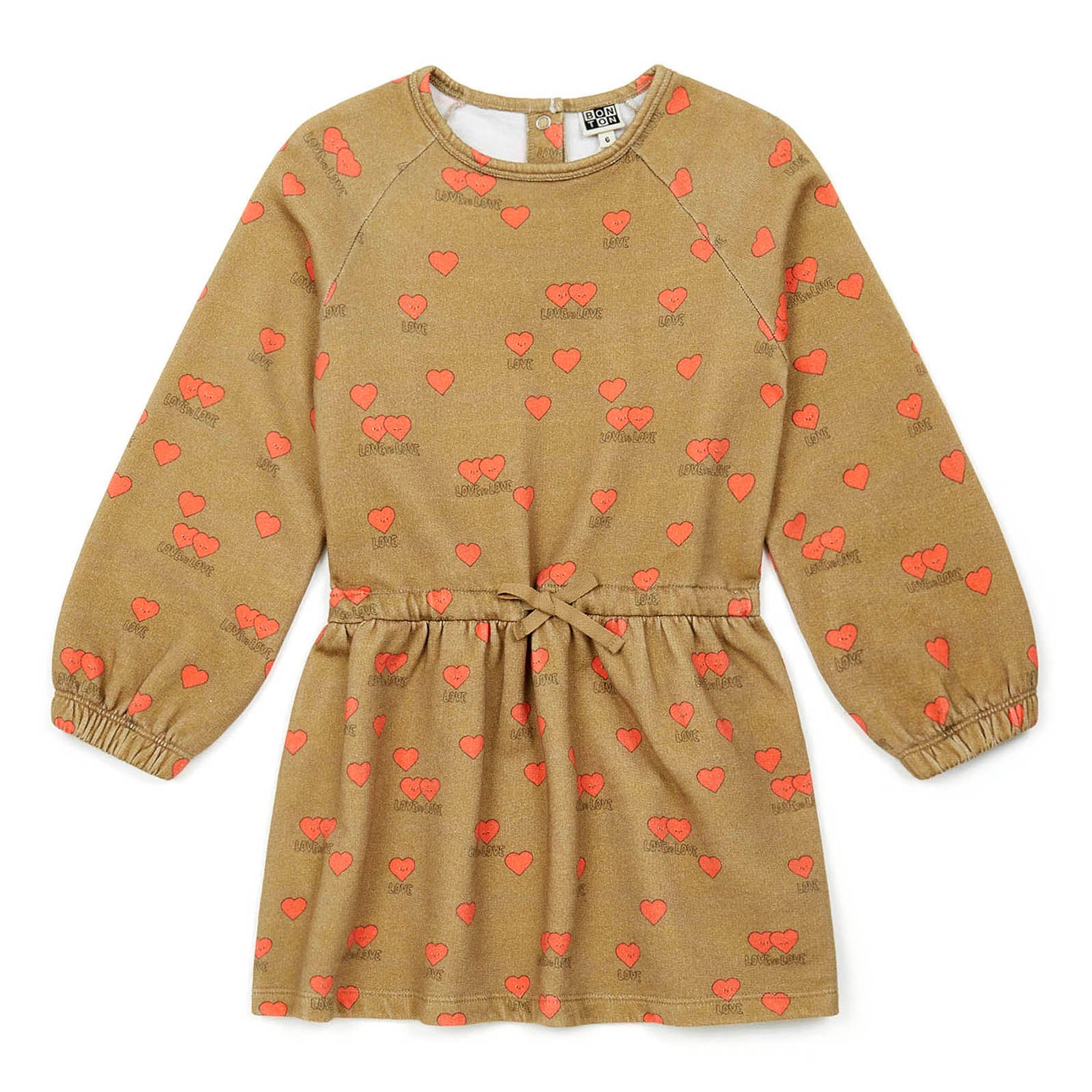 Girls Brown Heart Cotton Dress