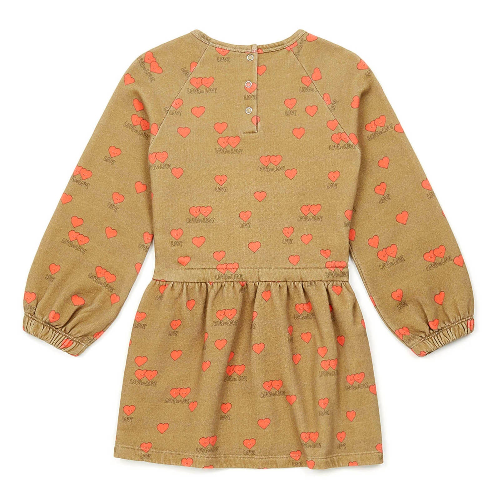 Girls Brown Heart Cotton Dress