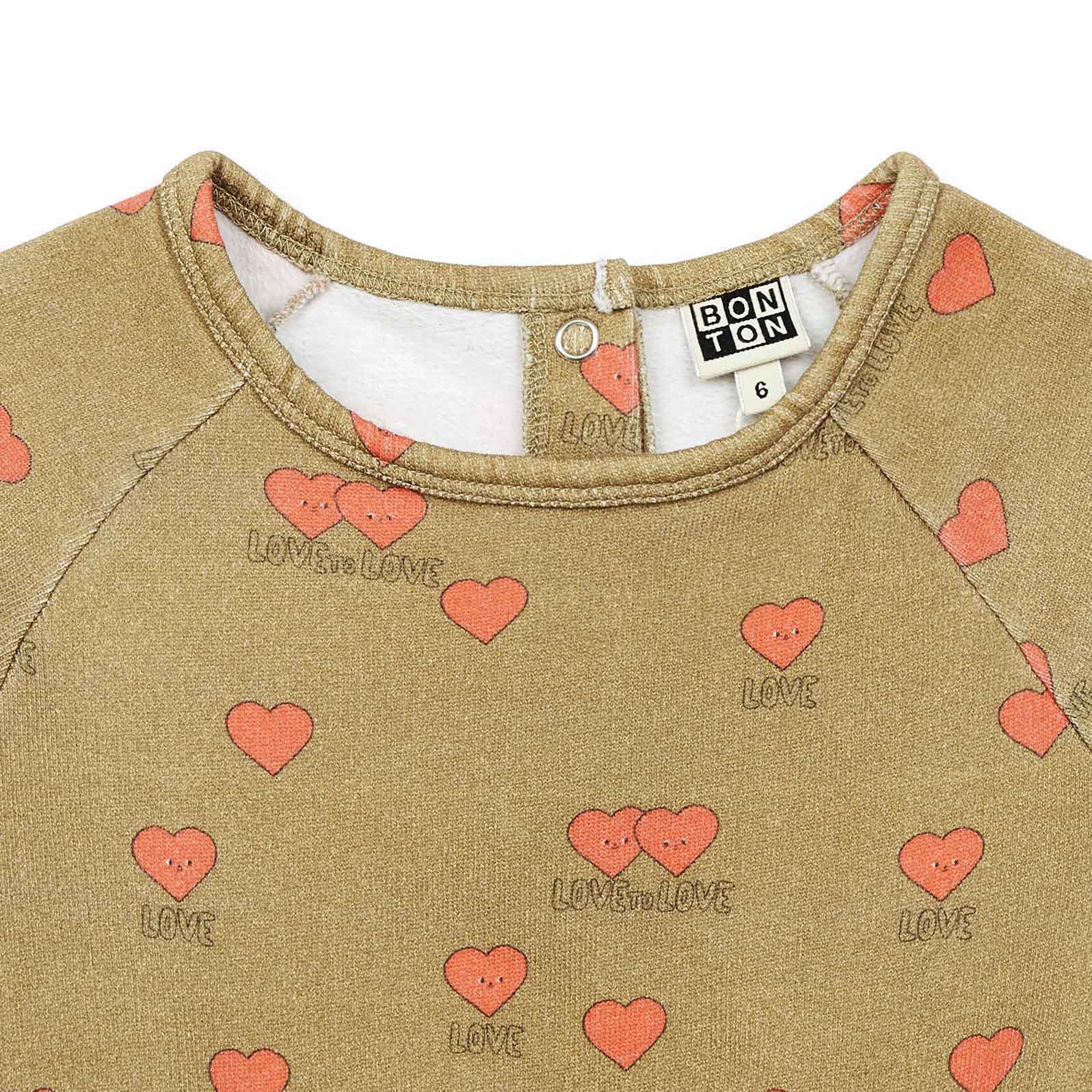 Girls Brown Heart Cotton Dress