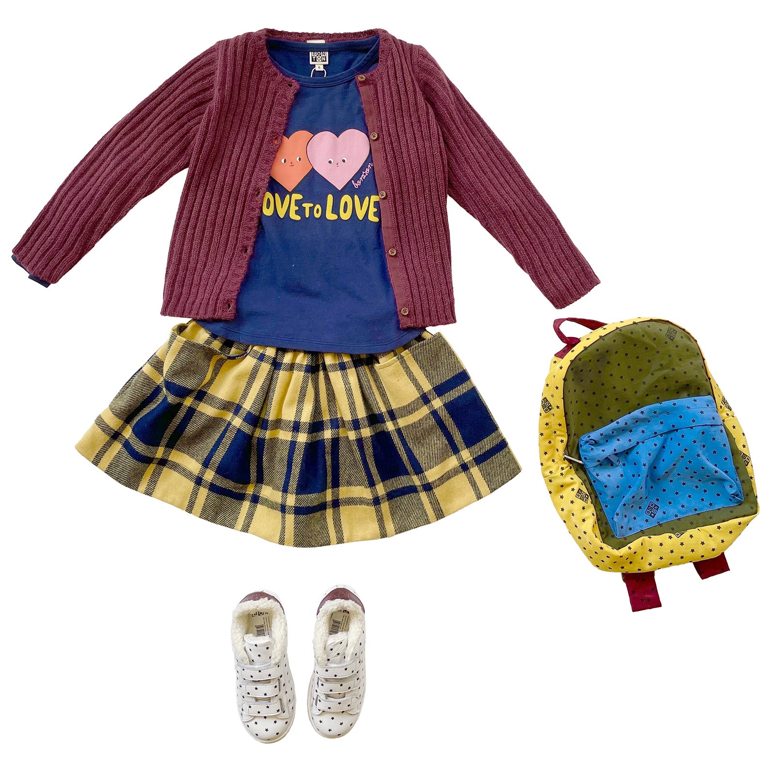Girls Navy Printed Cotton T-Shirt