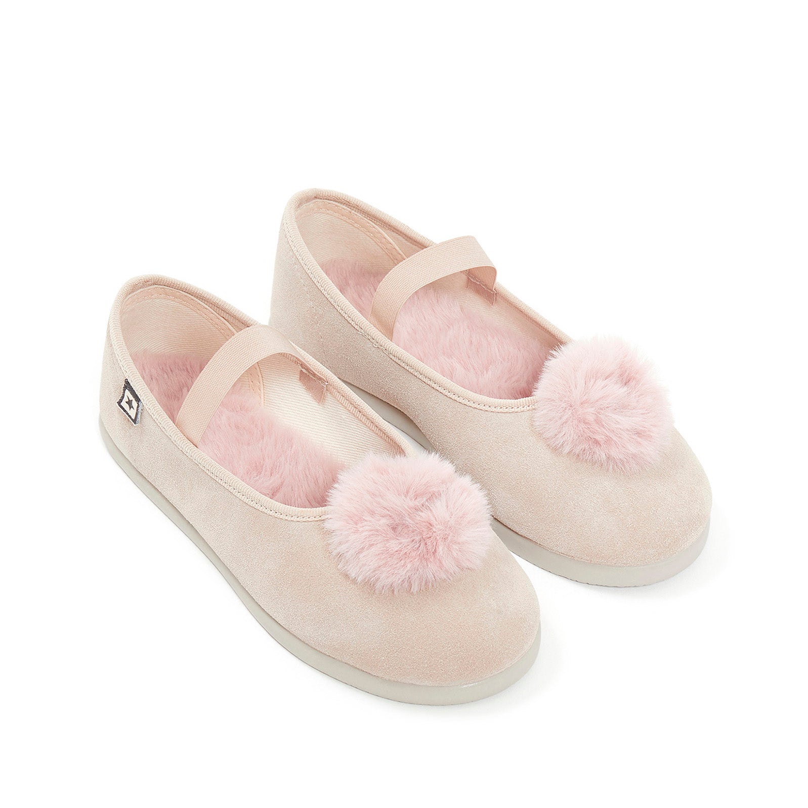 Girls Pink Pom Flat Shoes