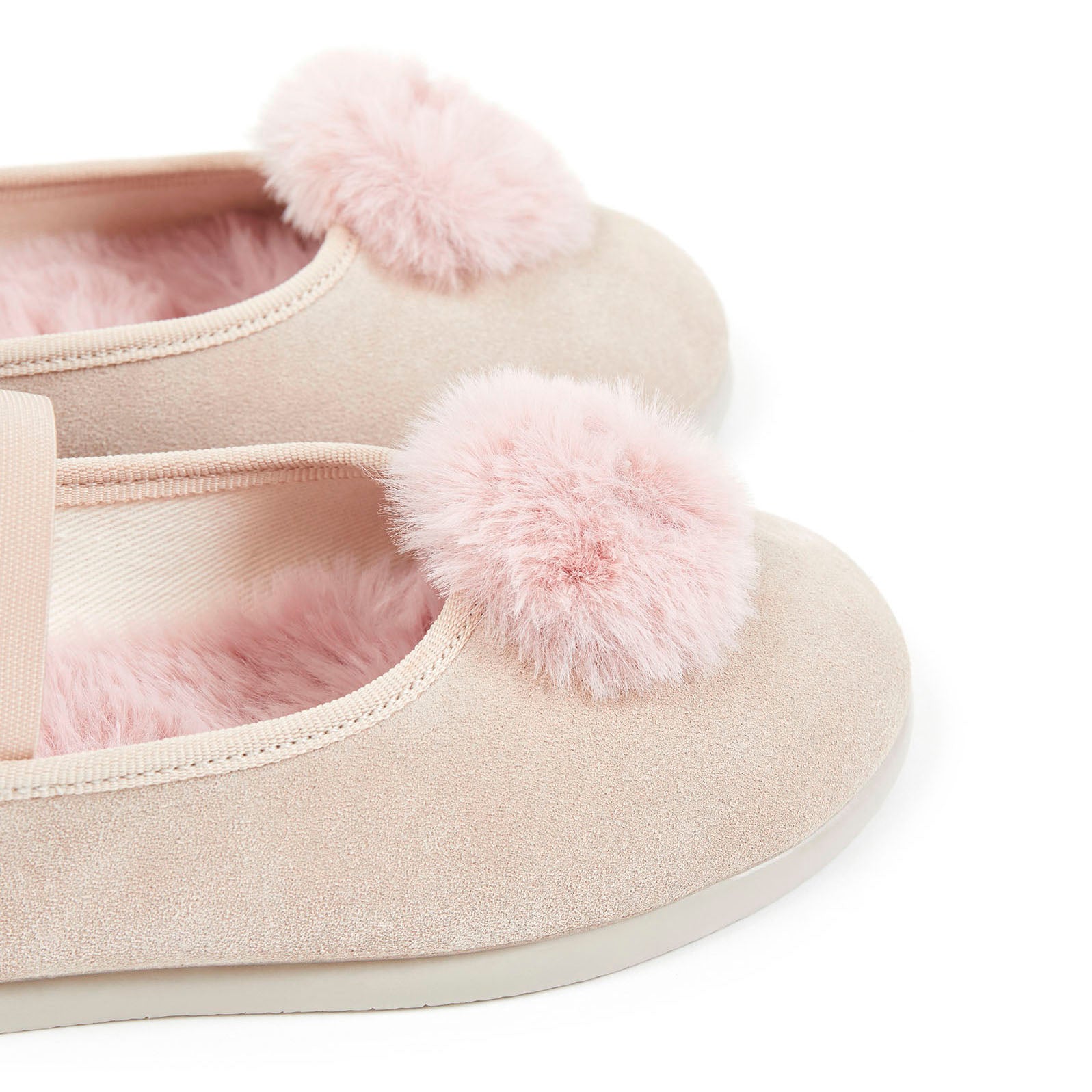 Girls Pink Pom Flat Shoes