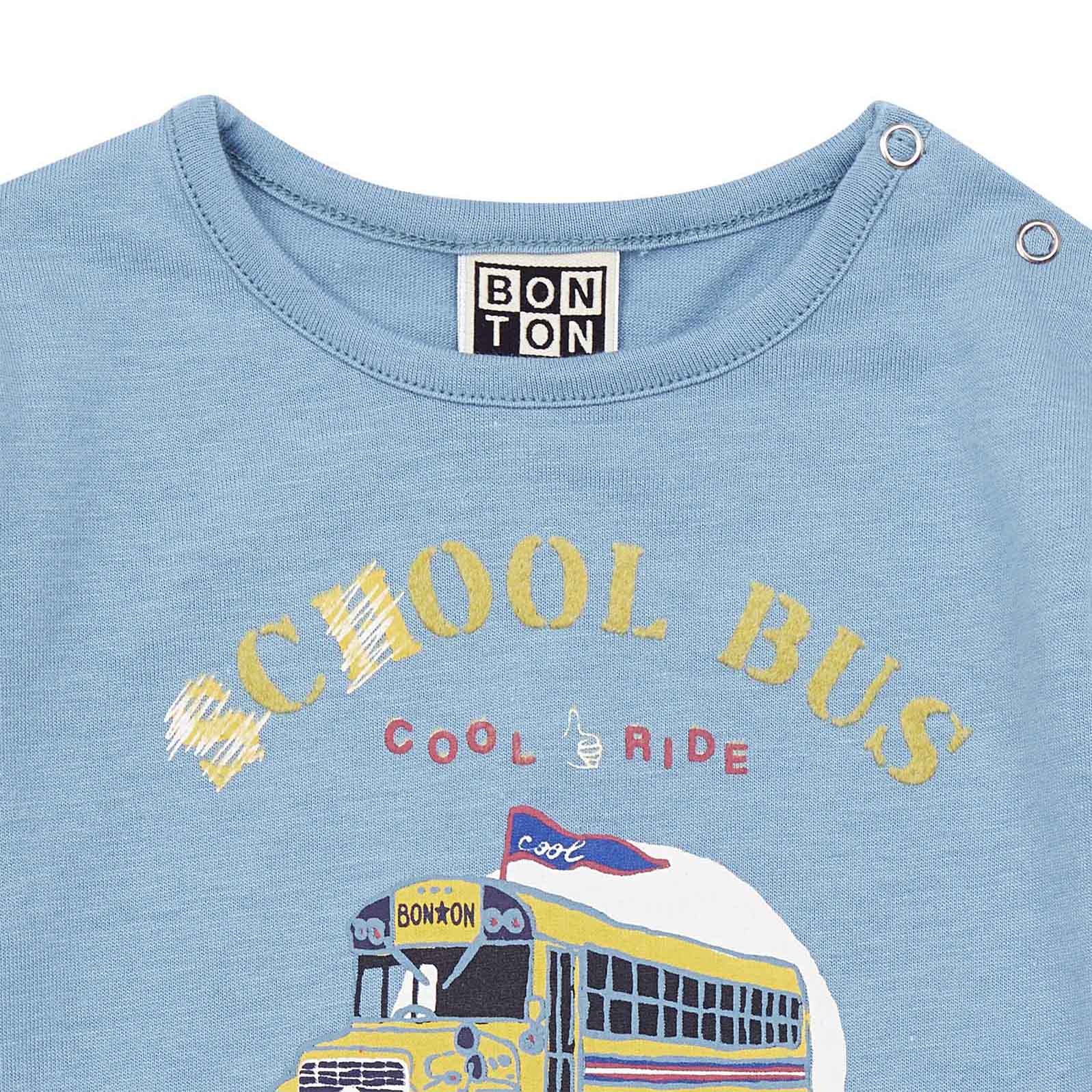 Baby Boys Blue Printed Cotton T-Shirt