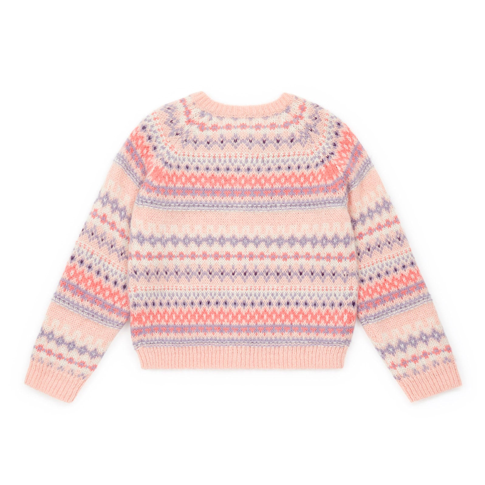 Girls Pink Jacquard Cardigan