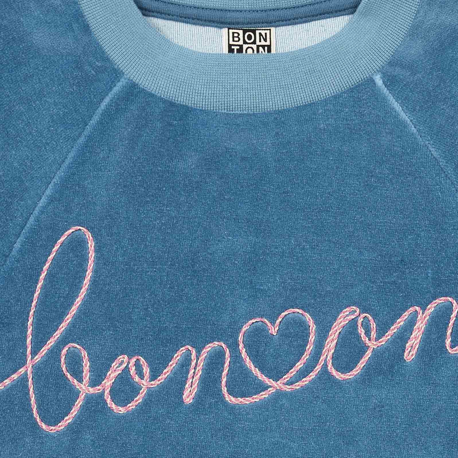 Girls Blue Velvet Sweatshirt