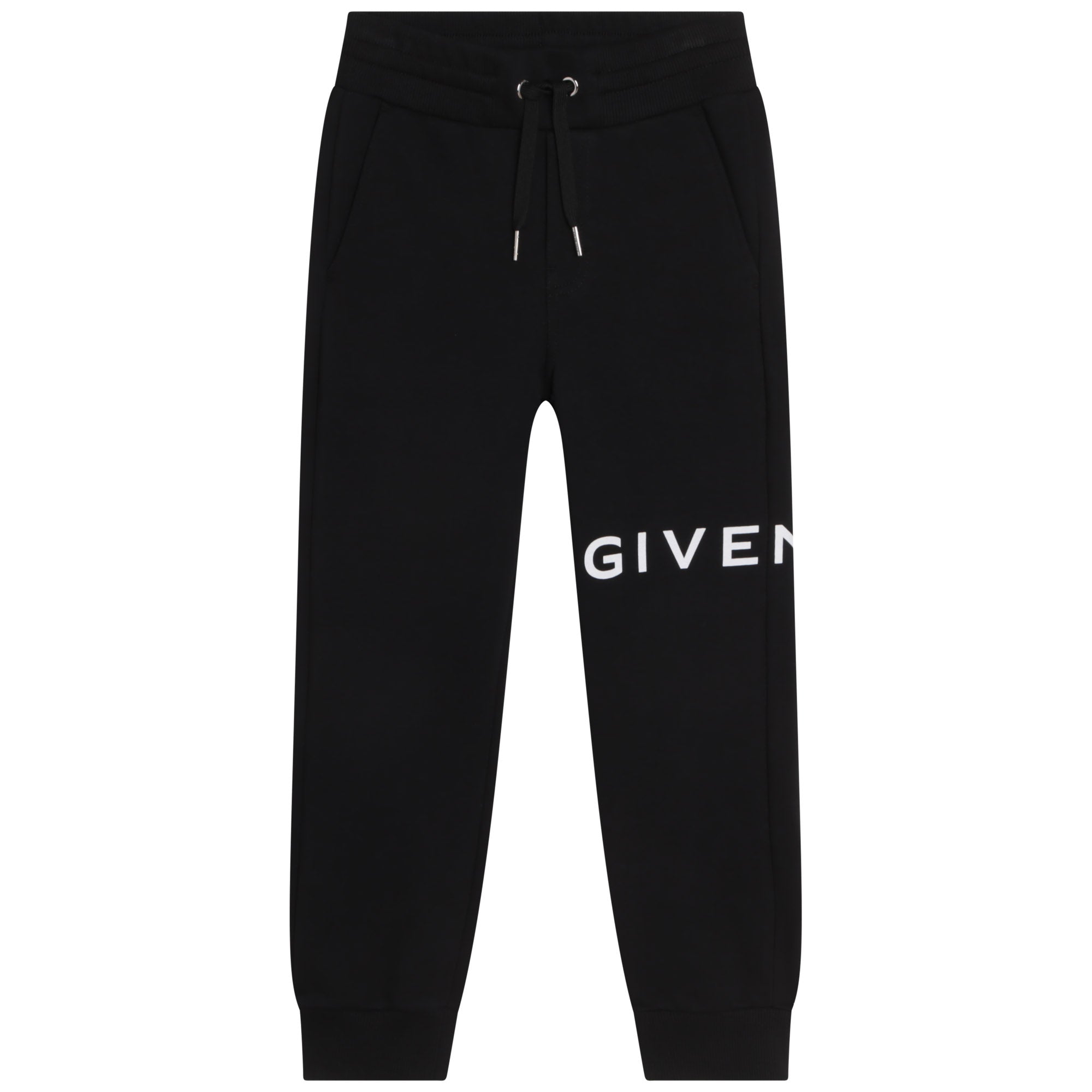 Boys Black Logo Cotton Trousers