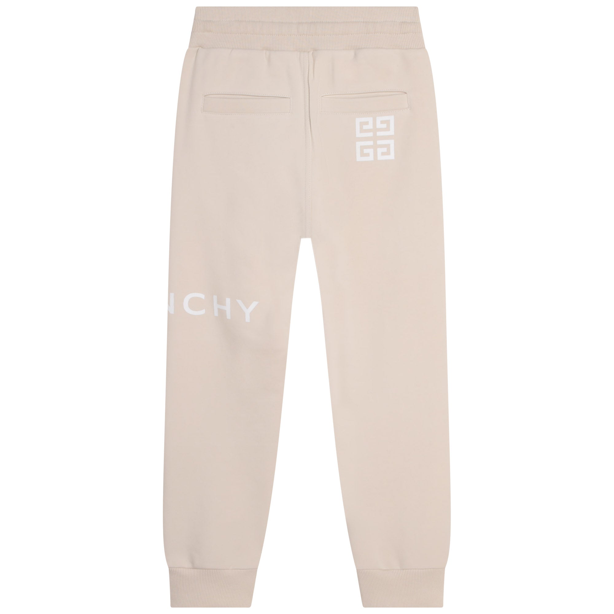 Boys Beige Logo Cotton Trousers
