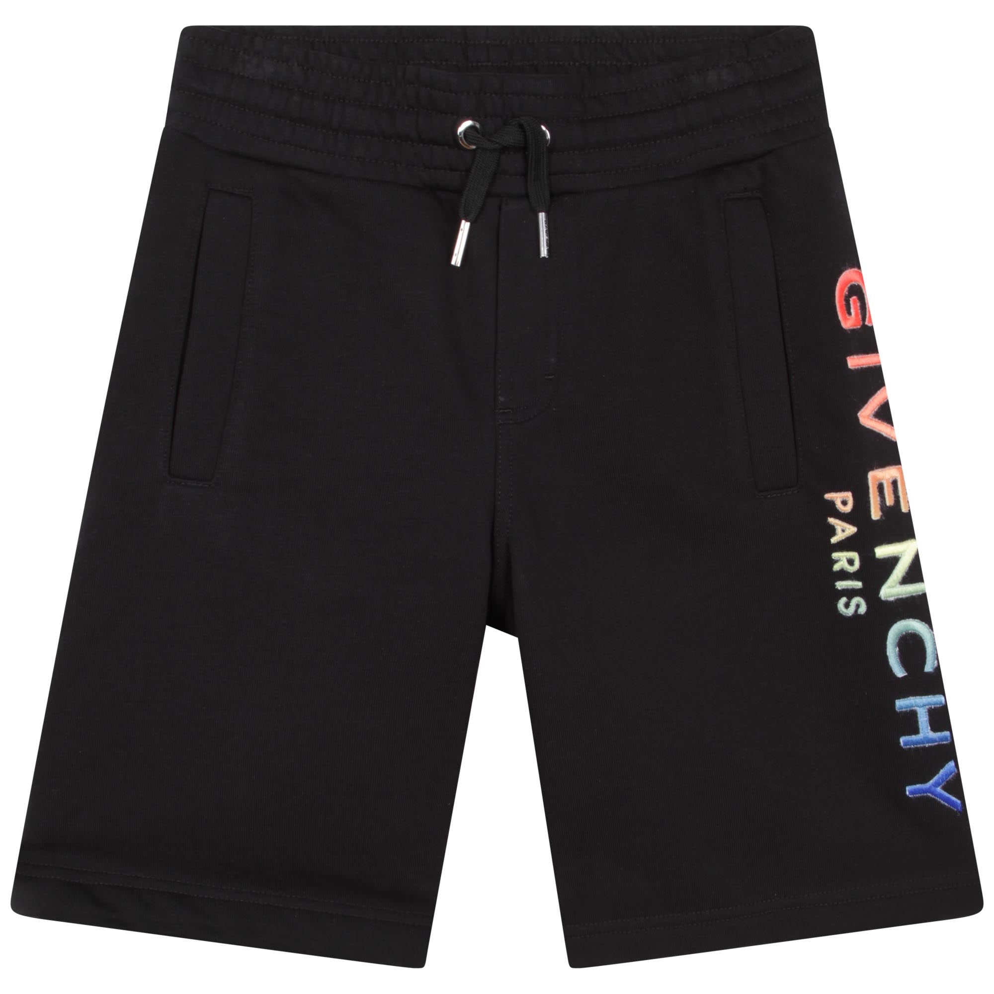 Boys Black Logo Cotton Shorts