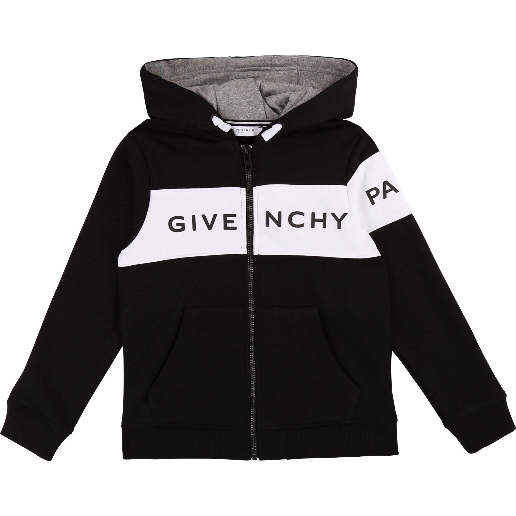 Boys Black Logo Hooded Cotton Coat