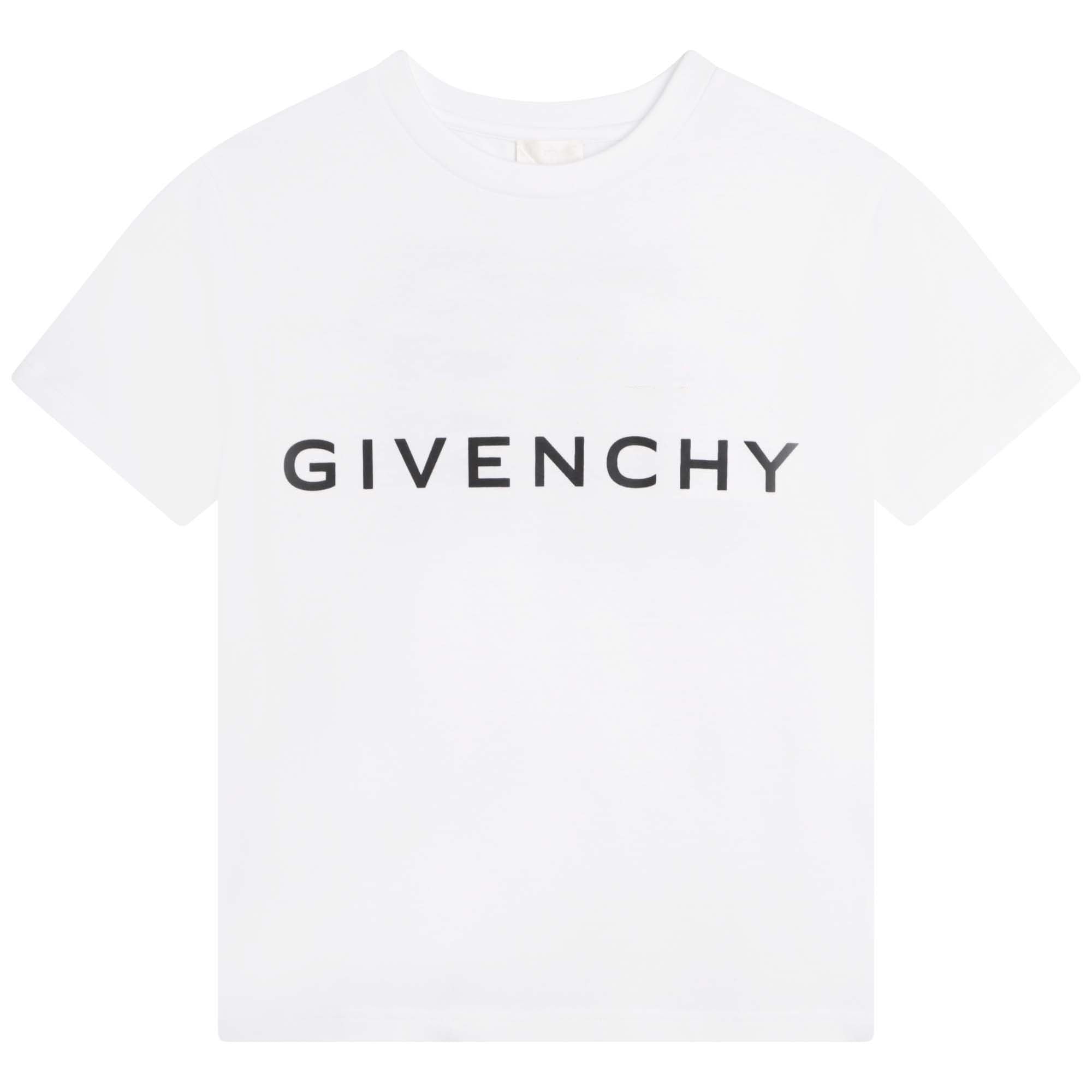 Boys White Logo Cotton T-Shirt