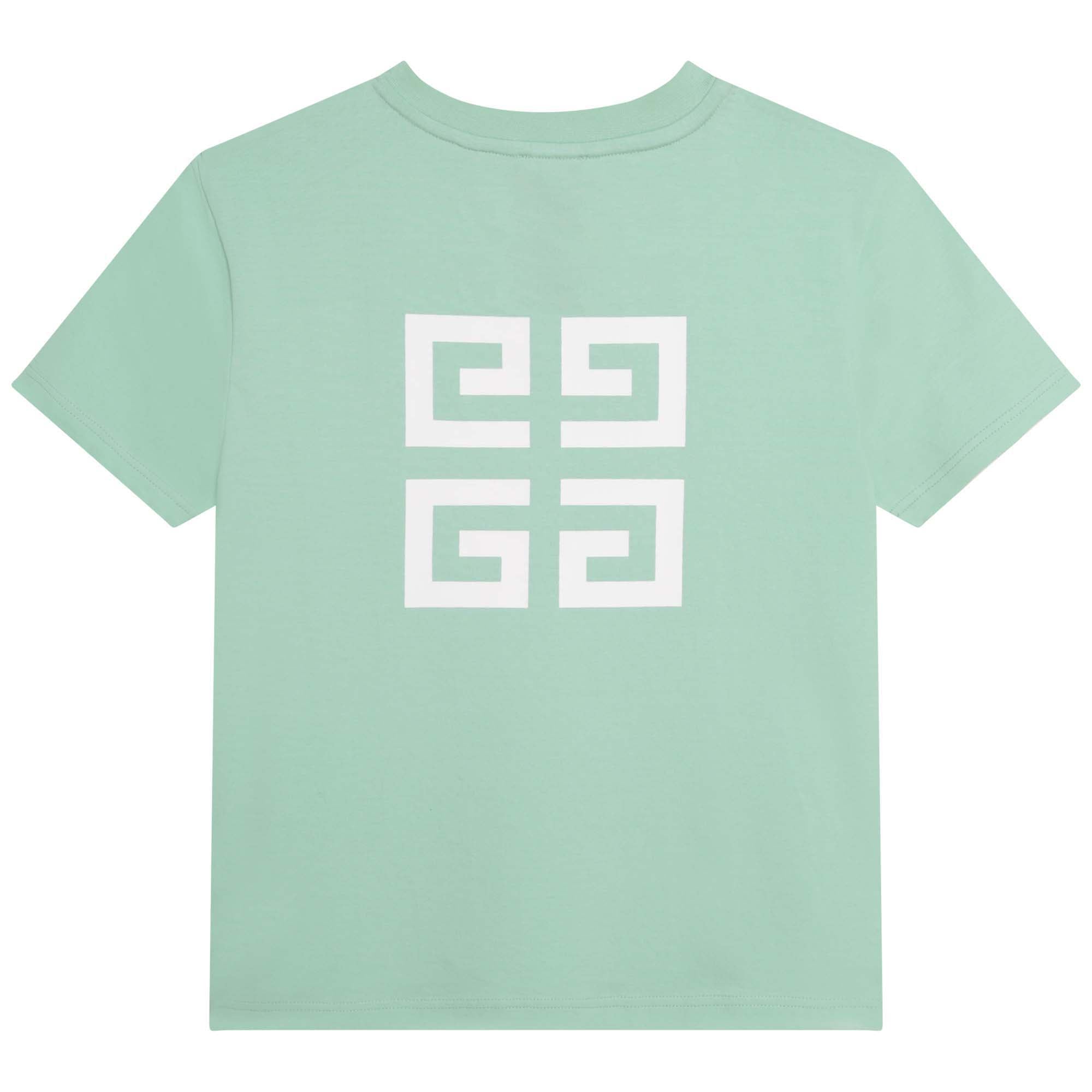 Boys Cyan Logo Cotton T-Shirt