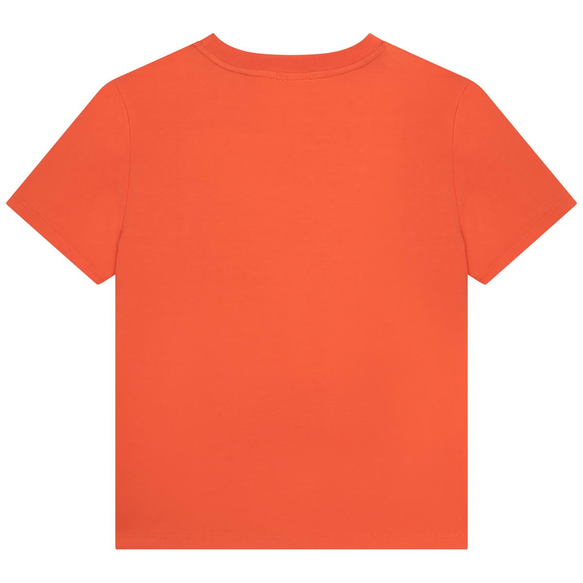 Boys Orange Printed T-Shirt