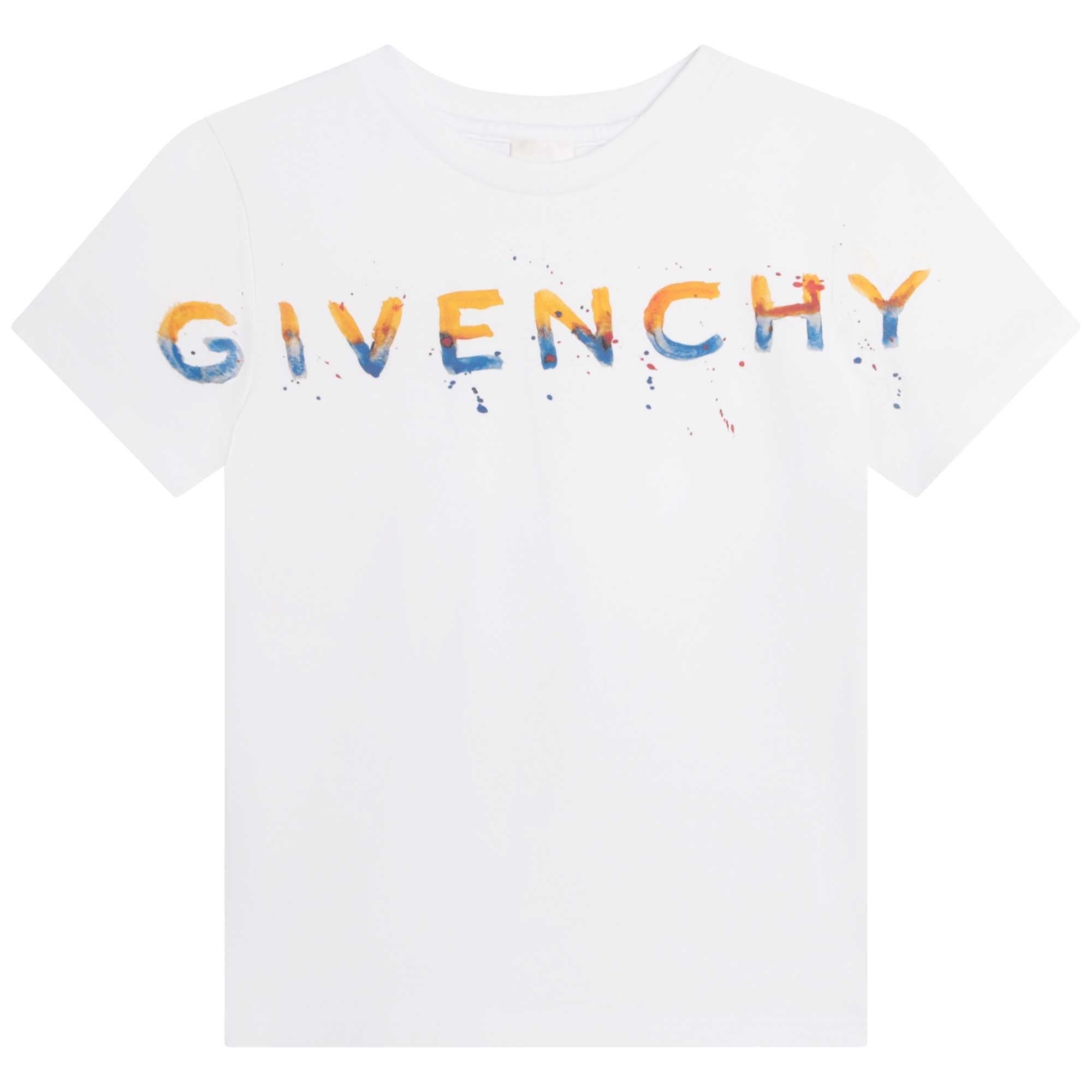 Boys White Logo Cotton T-Shirt