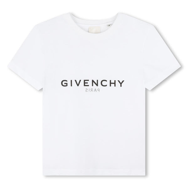 Boys White Logo Cotton T-Shirt
