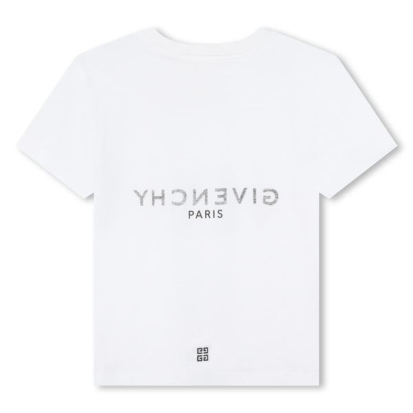 Boys White Logo Cotton T-Shirt