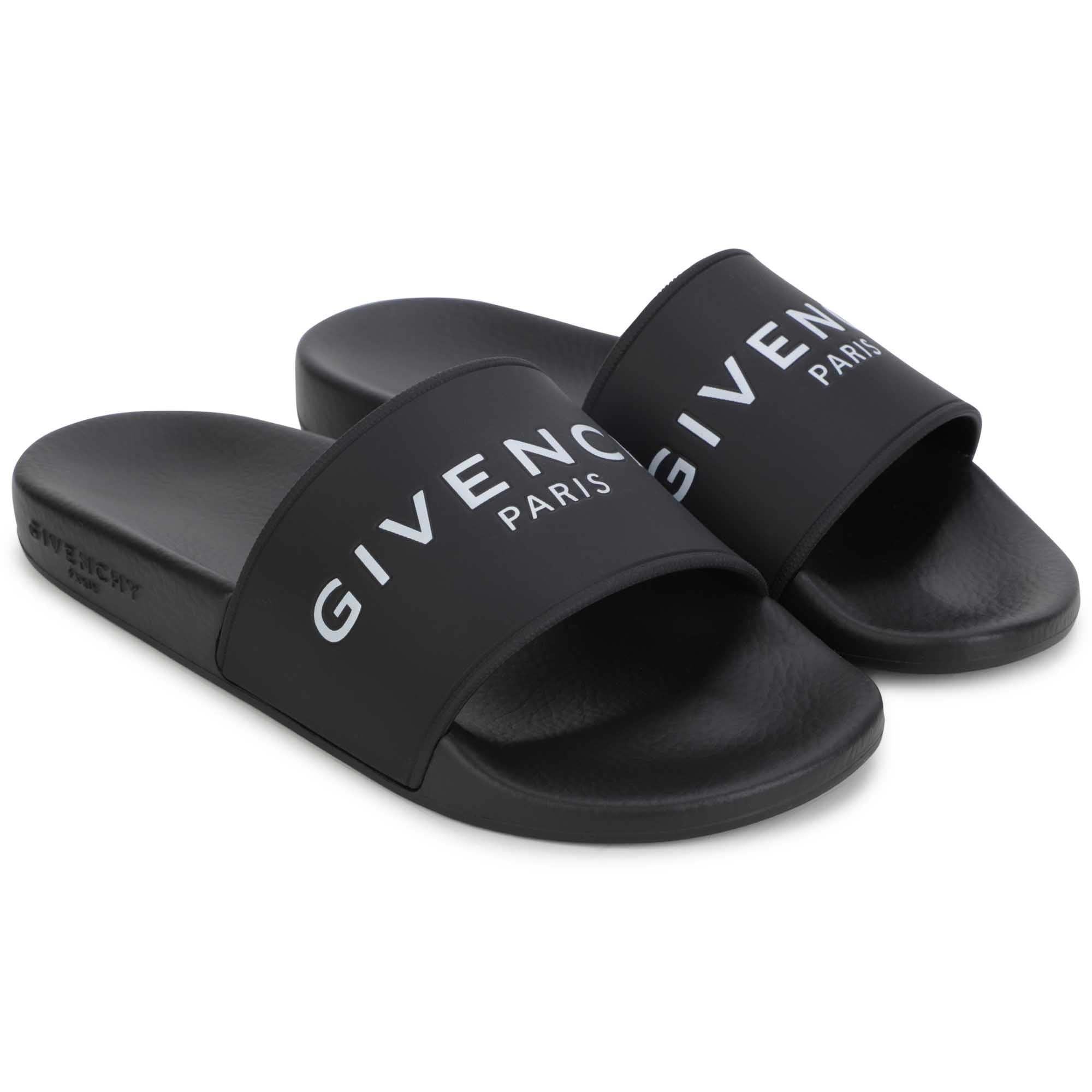 Boys Black Logo Sandals