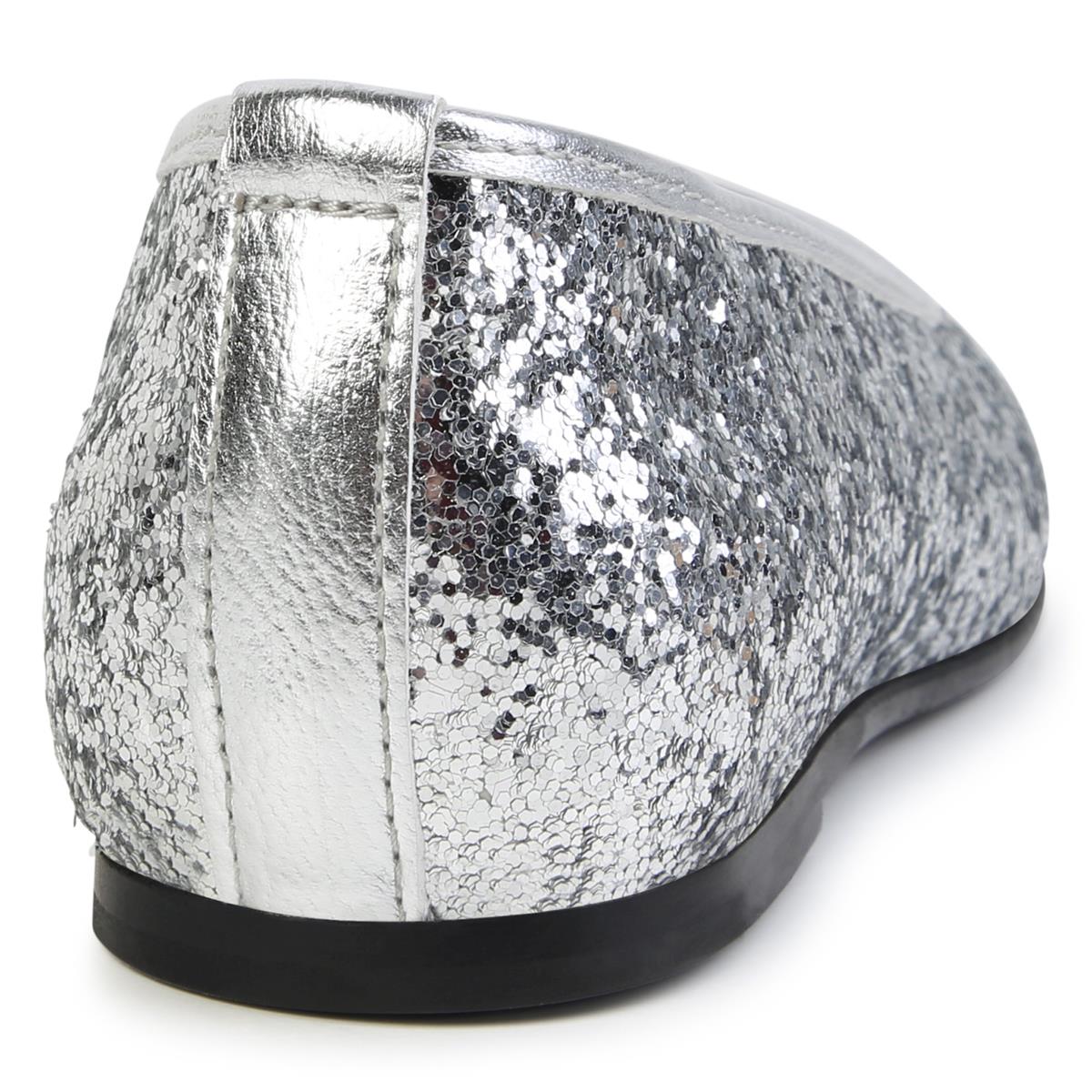 Girls Silver Sequin Flat Shoes