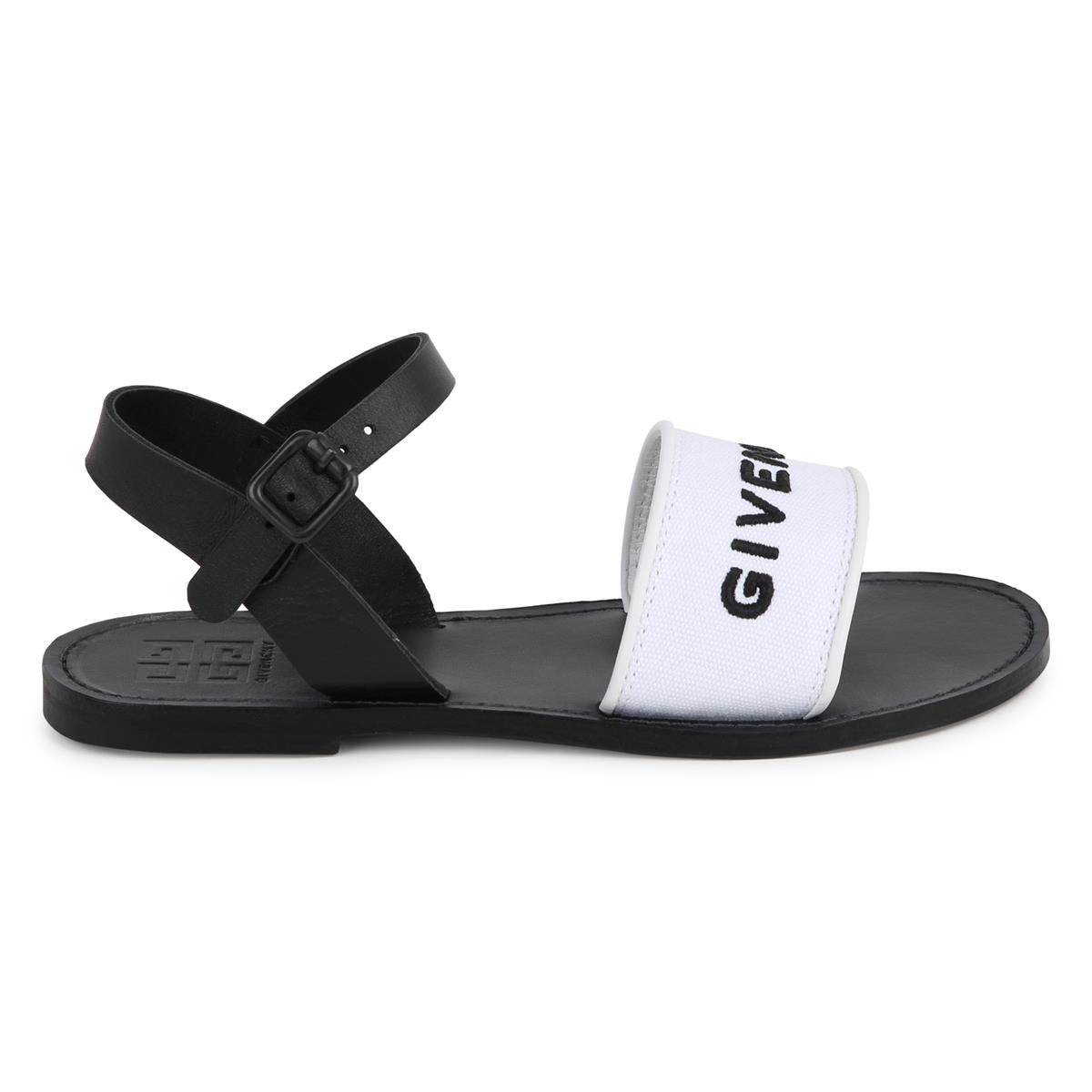 Girls Black Logo Sandals