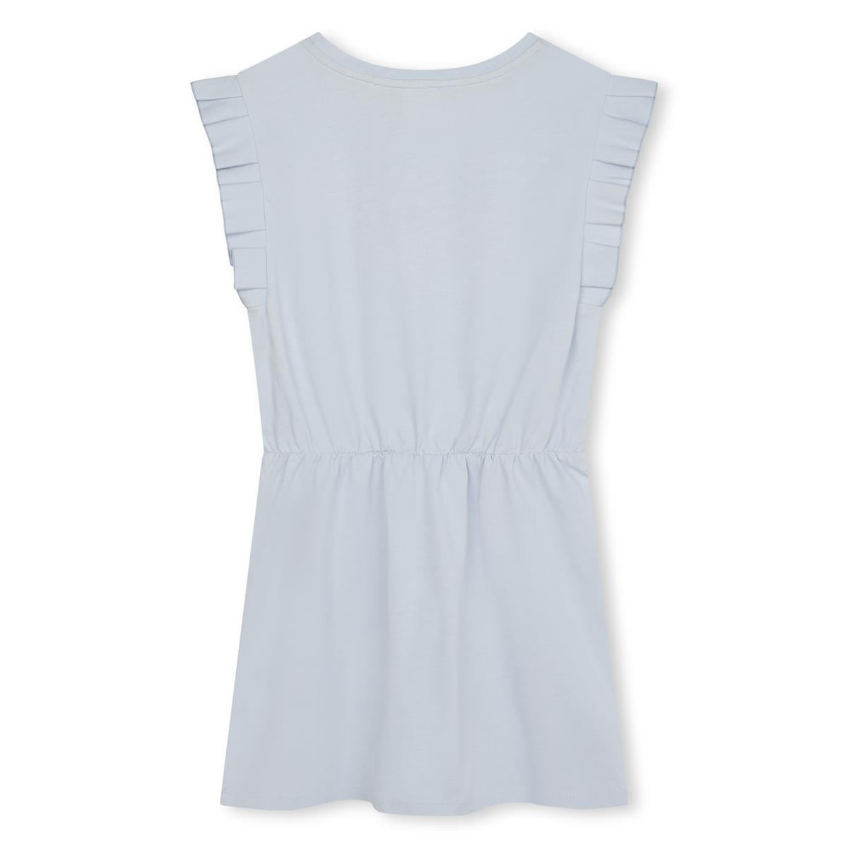 Girls Light Blue Logo Cotton Dress