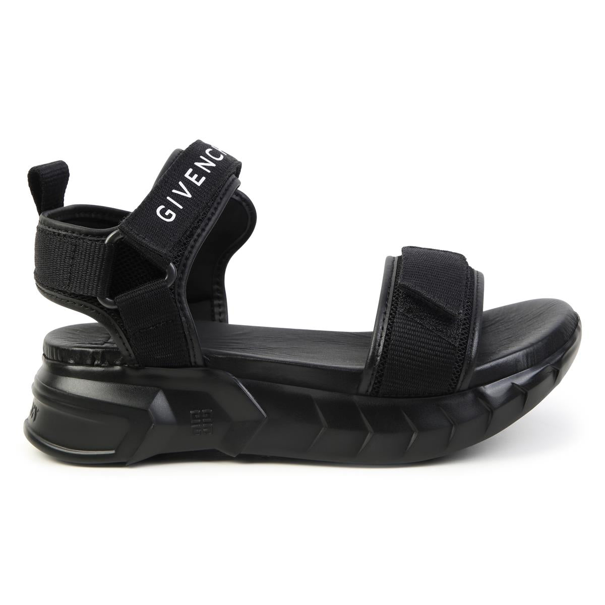 Girls Black Logo Sandals