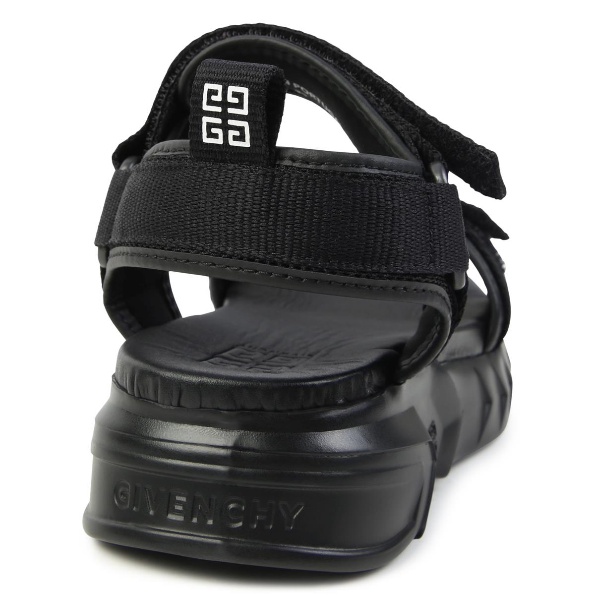 Girls Black Logo Sandals