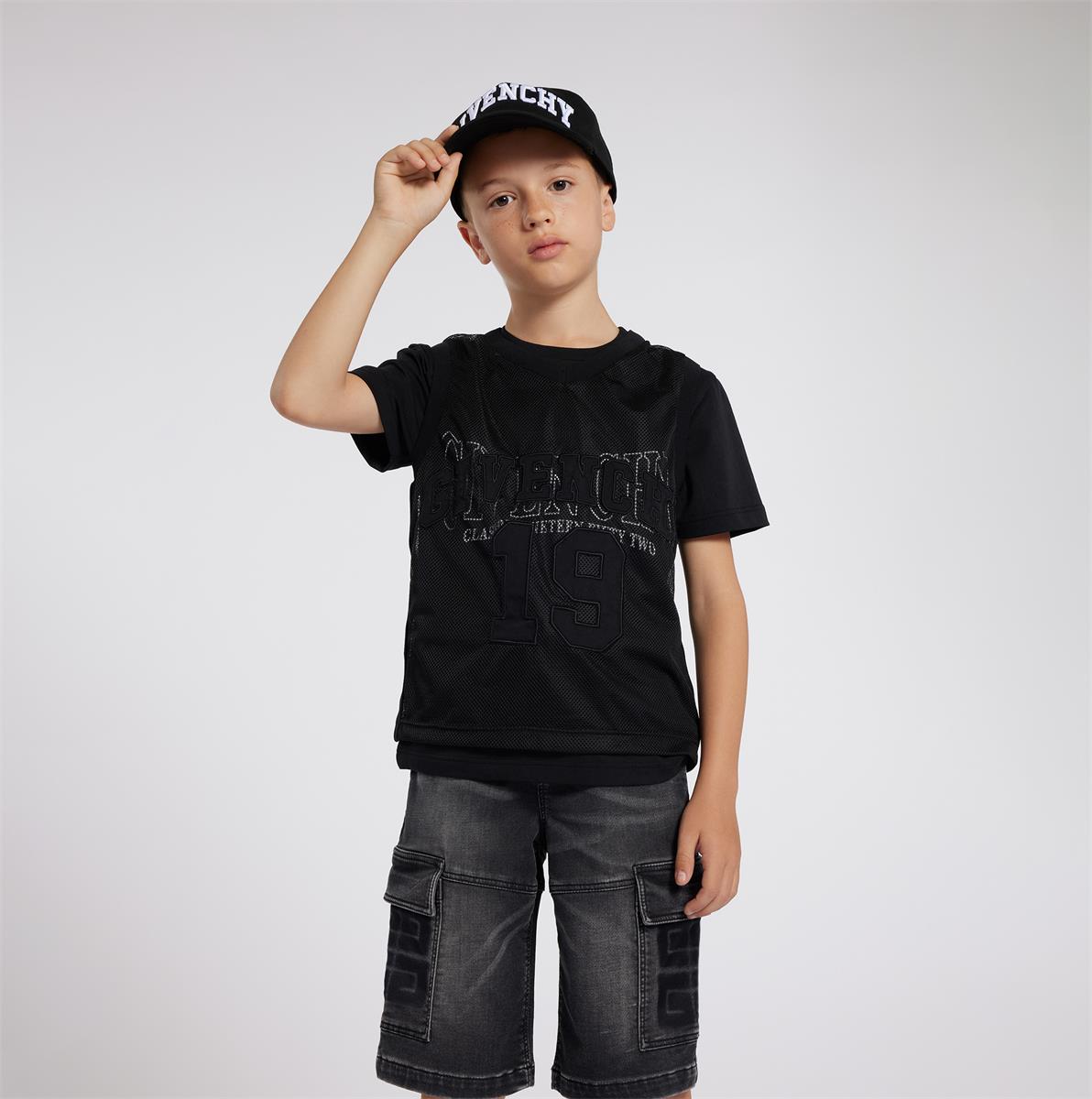 Boys Black Cotton T-Shirt Set