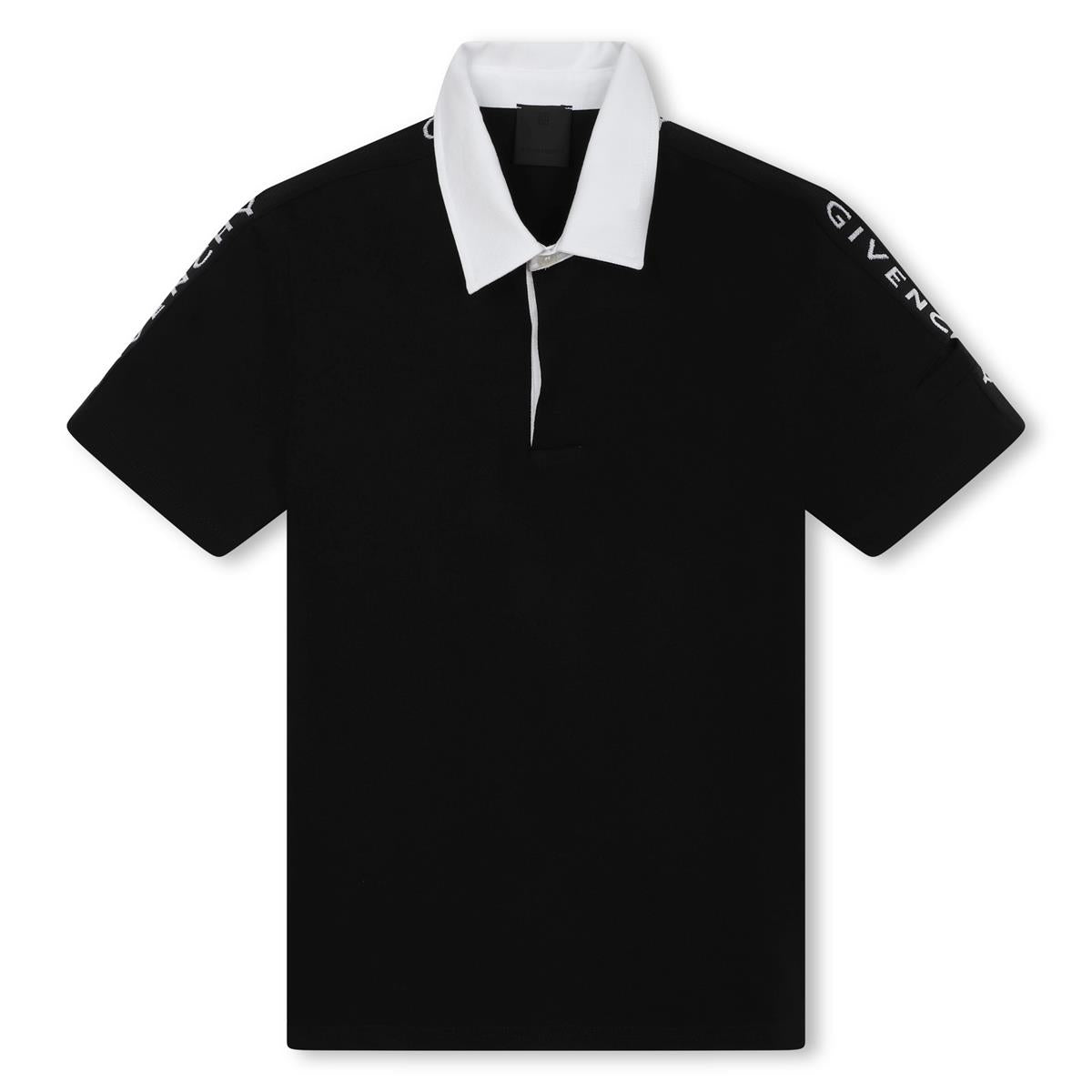 Boys Black Cotton Polo Shirt