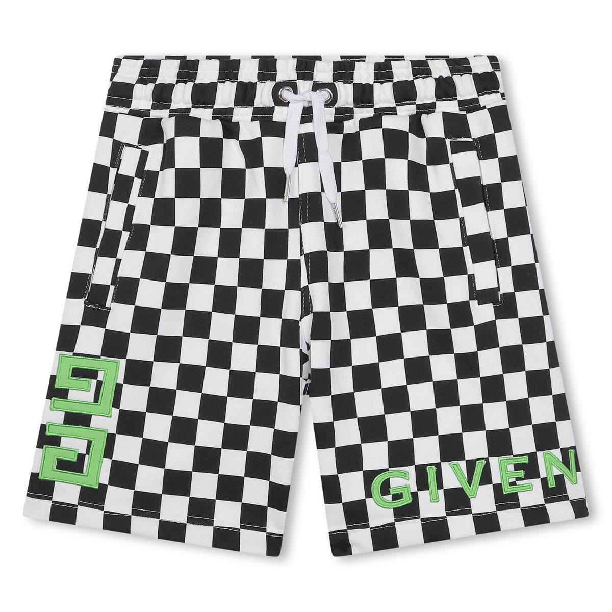 Boys Black Check Logo Shorts