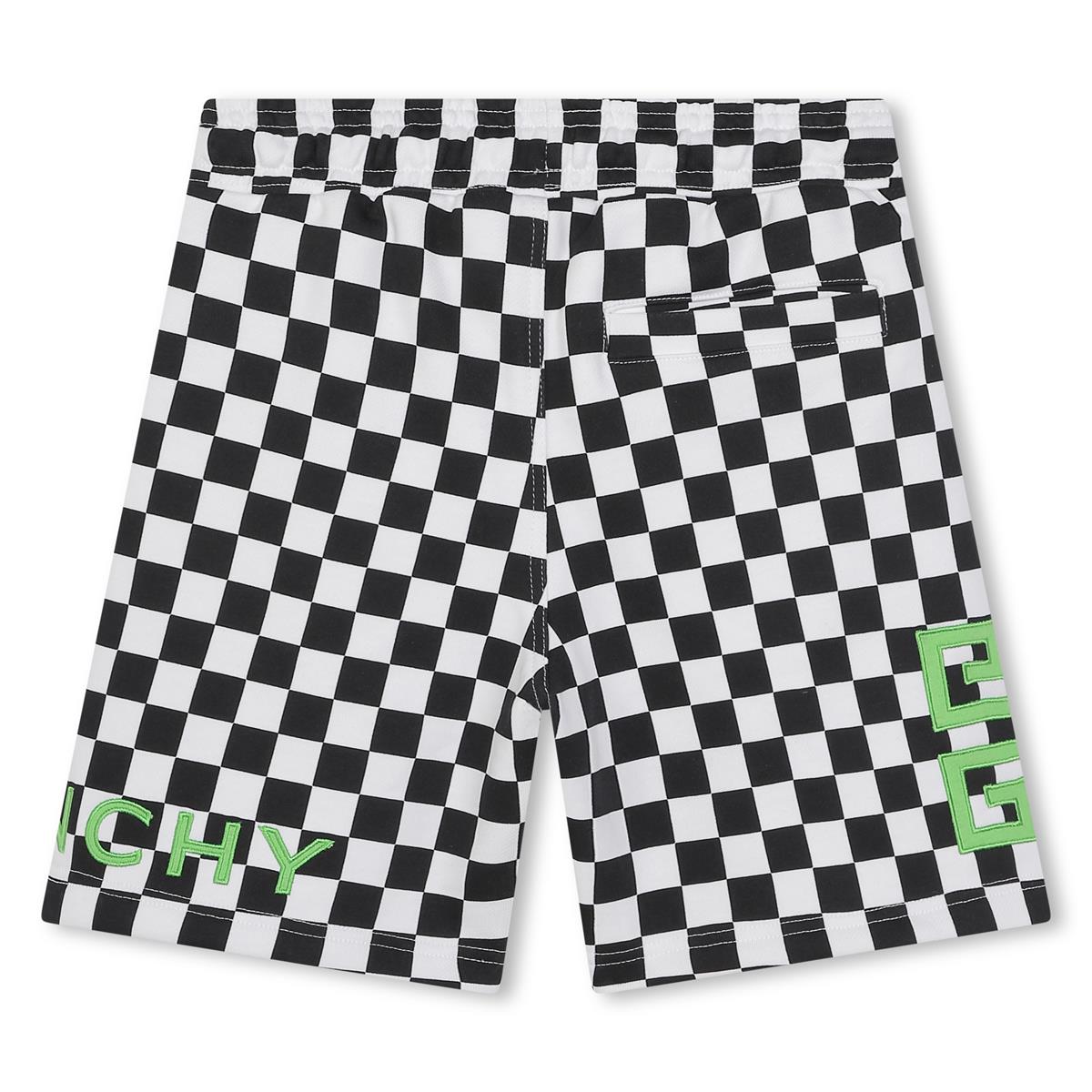 Boys Black Check Logo Shorts