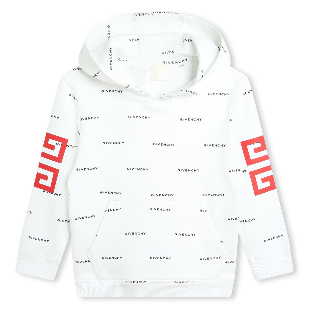 Boys White Hooded Cotton Sweatshirt