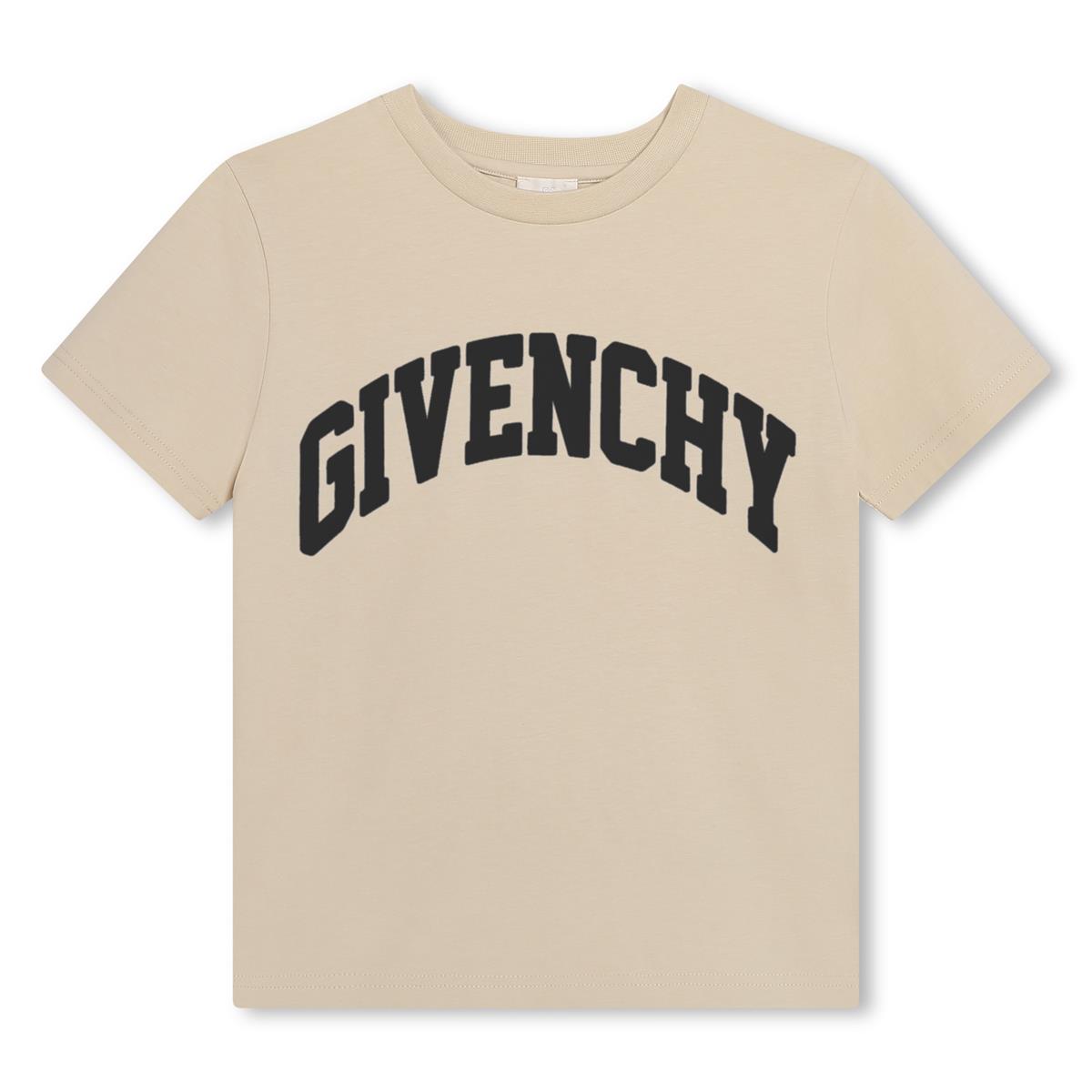 Boys Beige Logo Cotton T-Shirt