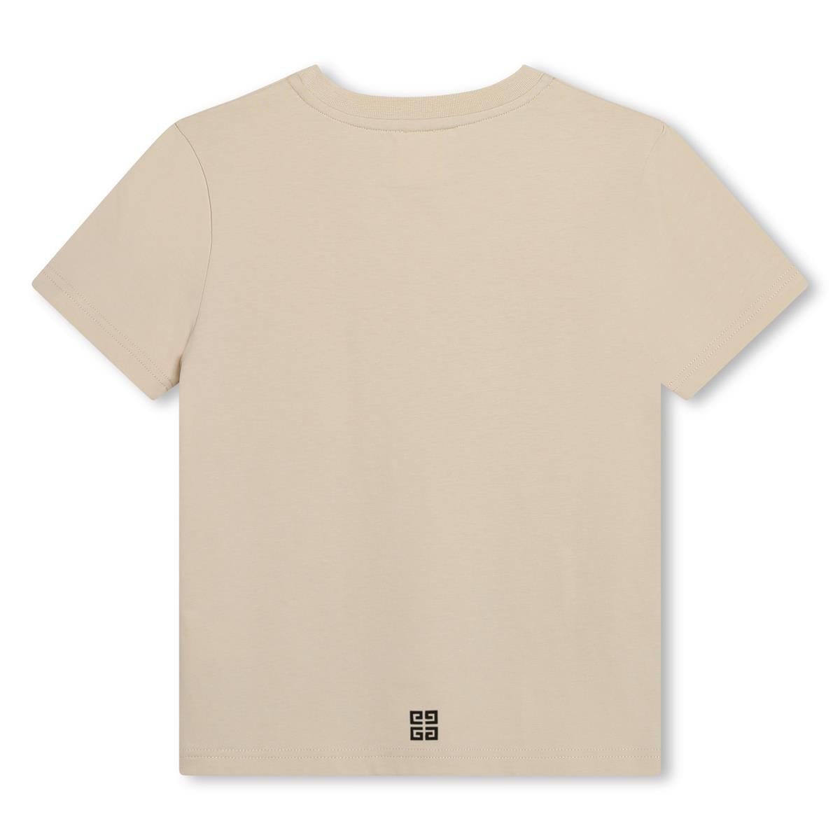 Boys Beige Logo Cotton T-Shirt