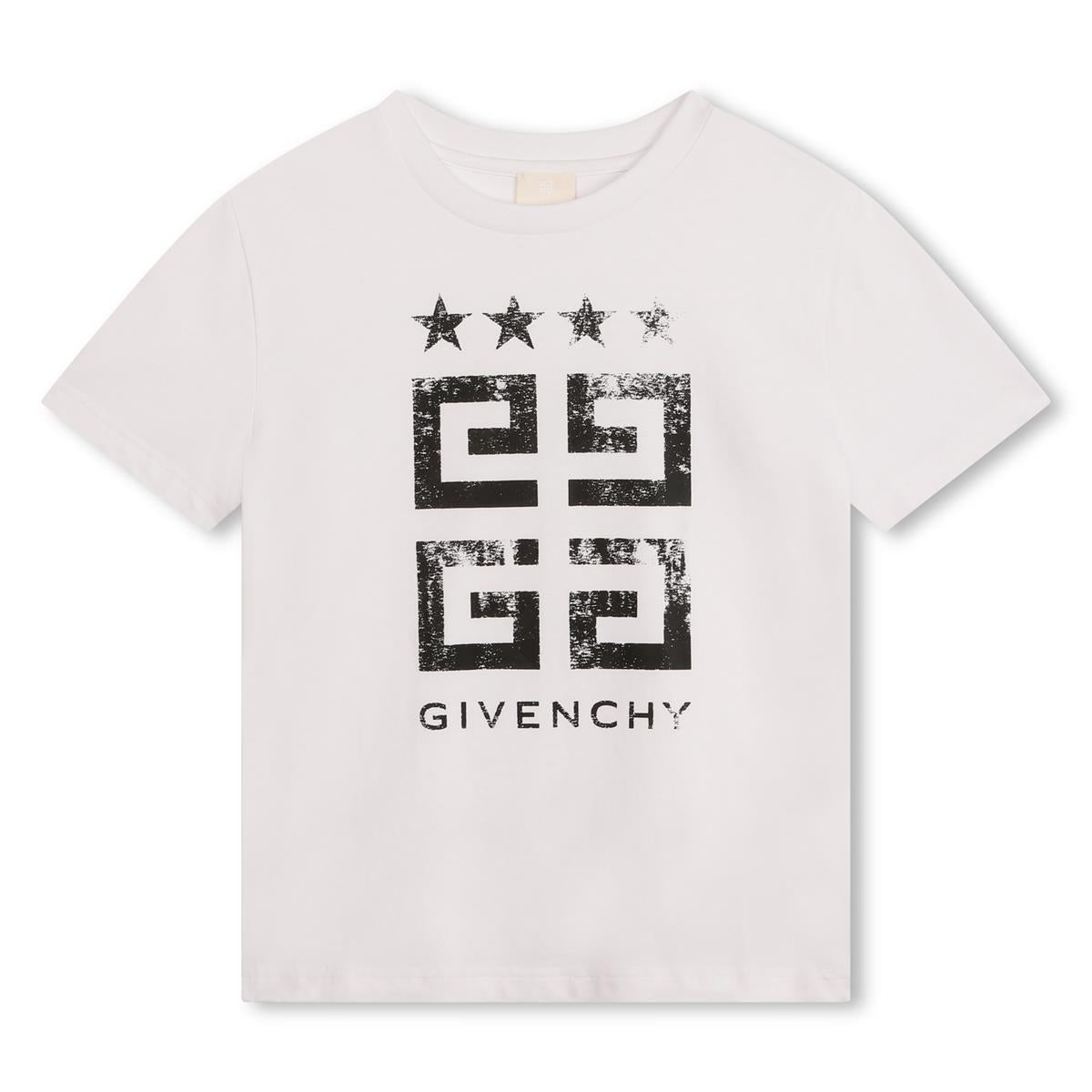 Boys White Logo Cotton T-Shirt