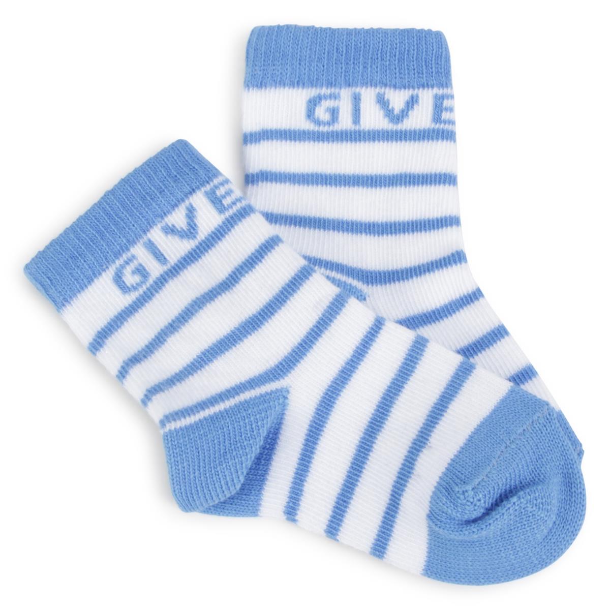 Baby Boys Blue Stripes Cotton Socks(2 Pack)