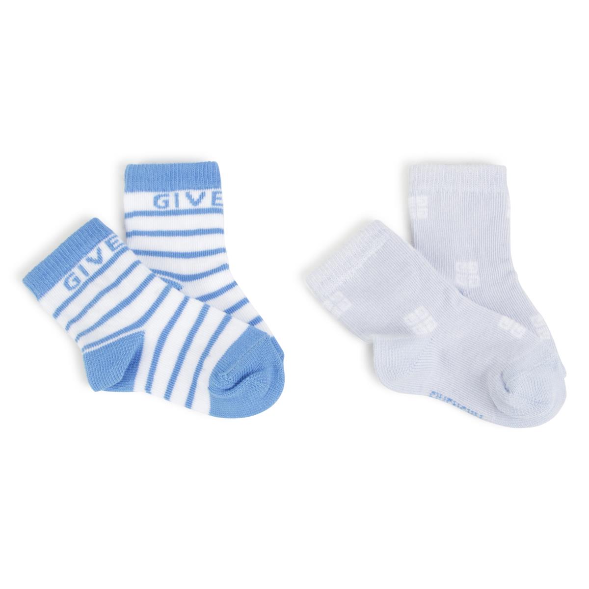 Baby Boys Blue Stripes Cotton Socks(2 Pack)
